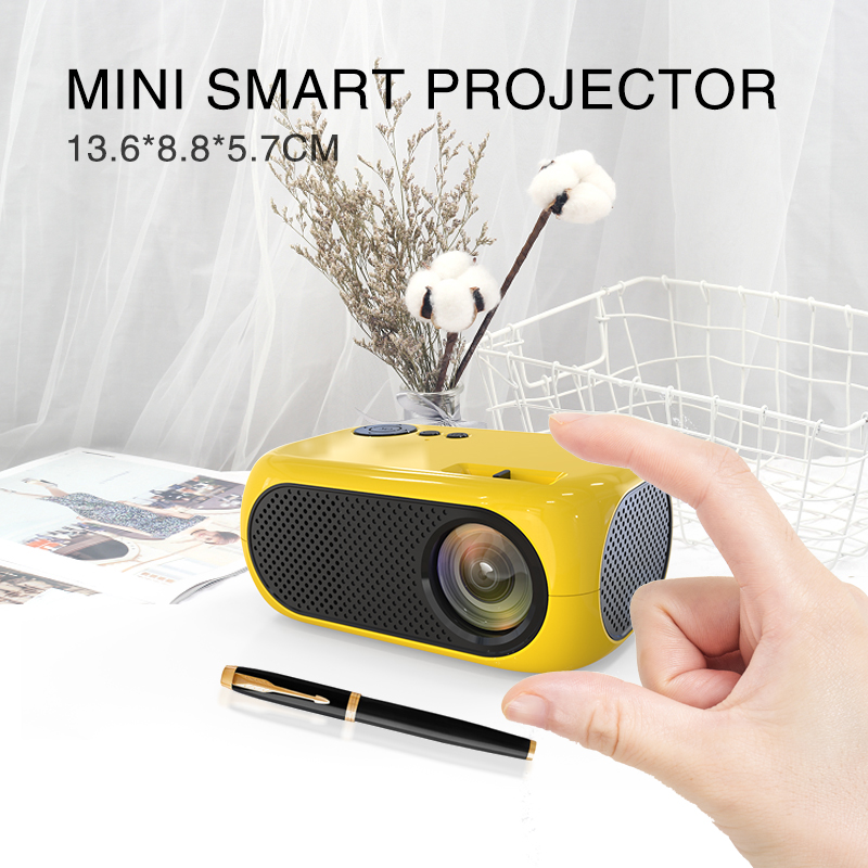 (Yellow Basic Version) MINI 4K Portable Projector Home Theater Portable HD 3D 1080P Home Cinema LED Video Game Laser Beam Projector Smart TV Box Through Port