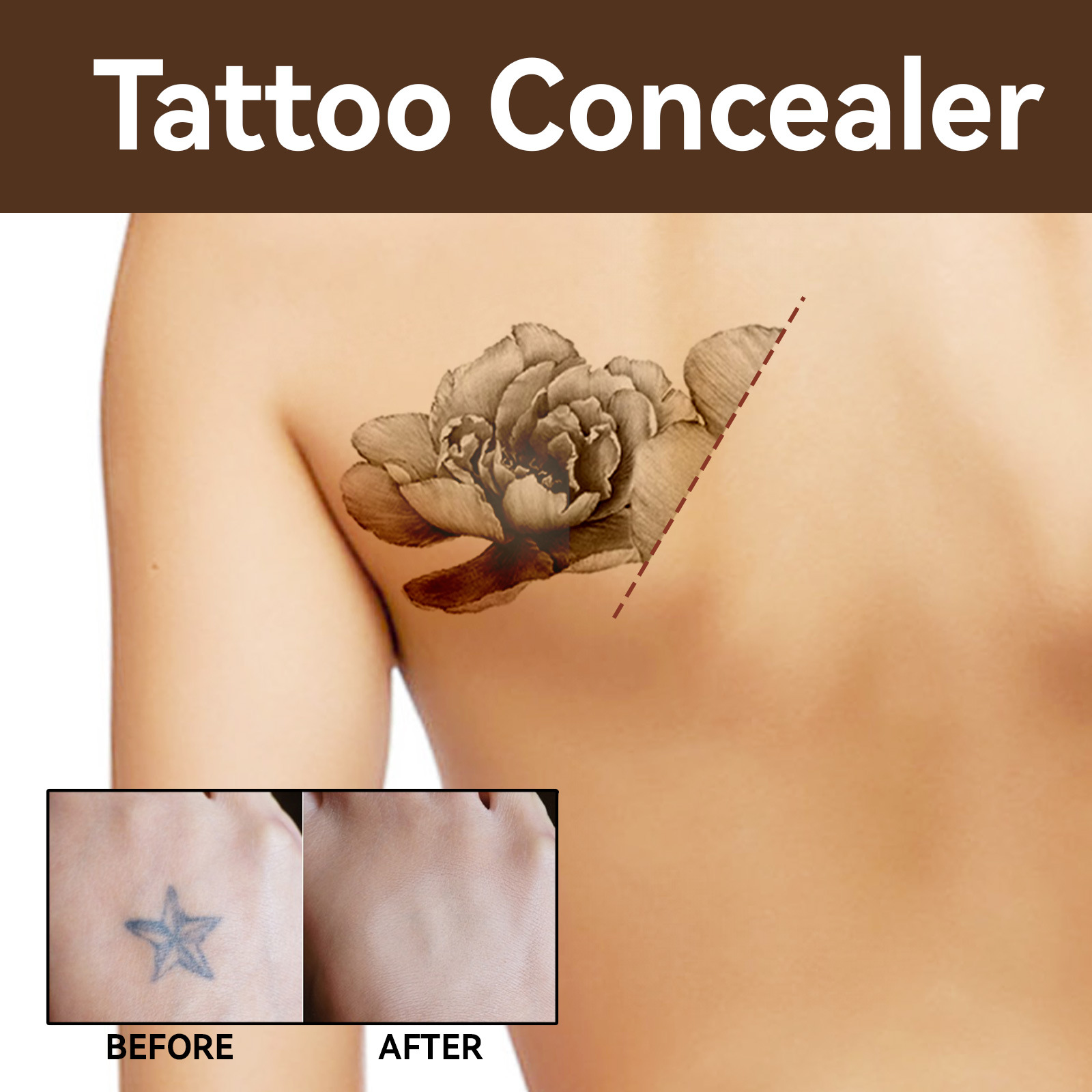 (1PC Light Color) Tattoo Concealer Invisible Tattoo Cover Cream Body Scars Birthmark Spots Covers Waterproof Brightening Makeup Cosmetics Tool Foundation Makeup 20g
