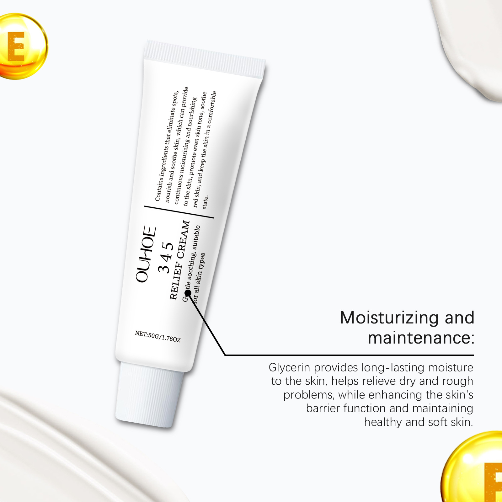 OUHOE Brightening Moisturizing Face Cream Facial skin, Hydrates Nourishes Tender Skin Soothing Skin Repair Korean Skincare Ointment Cream 50g