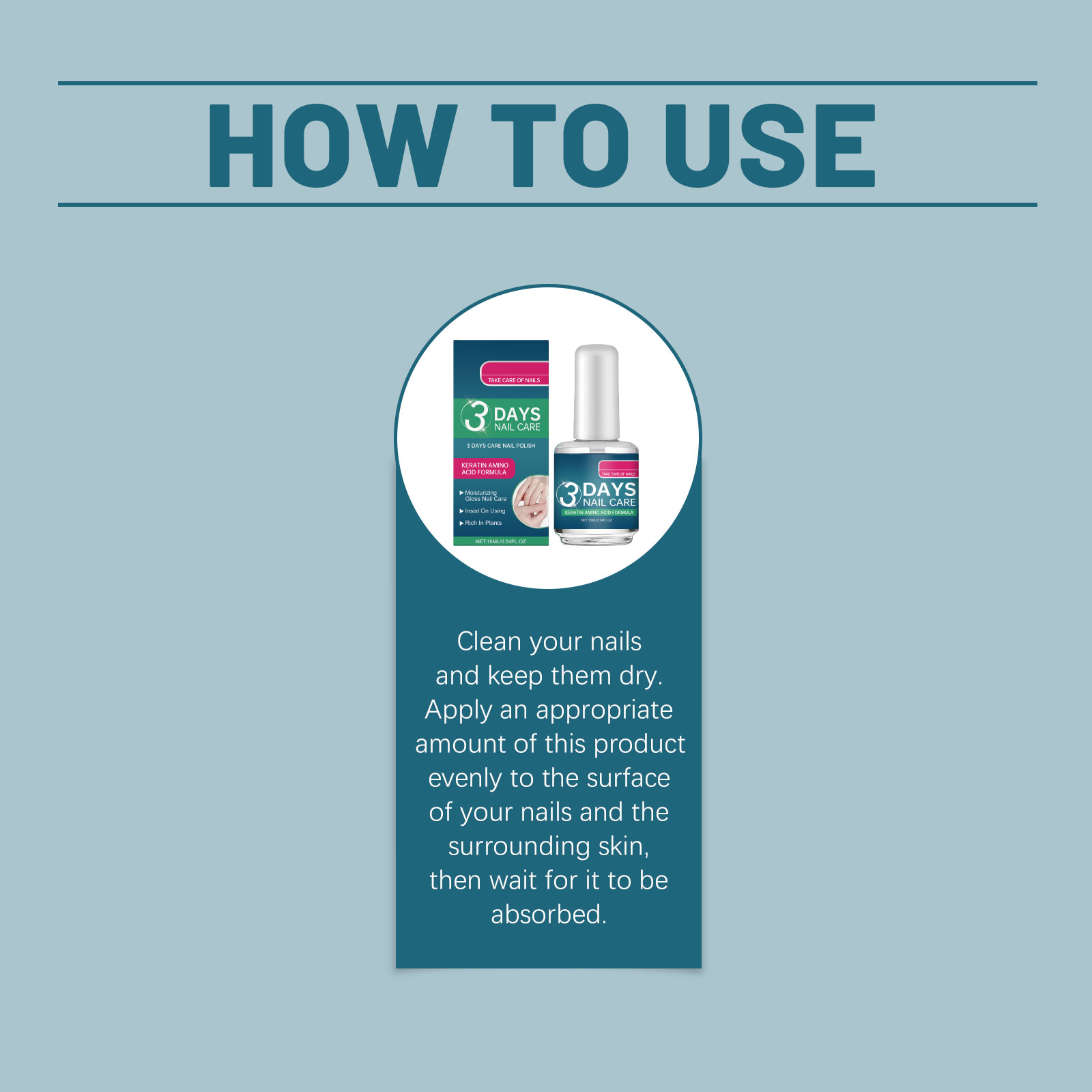 3 Days Nail Care Treatment Polish - Keratin & Amino Acid Formula Moisturizing Brightening NailPolish | Plant-Based Nail