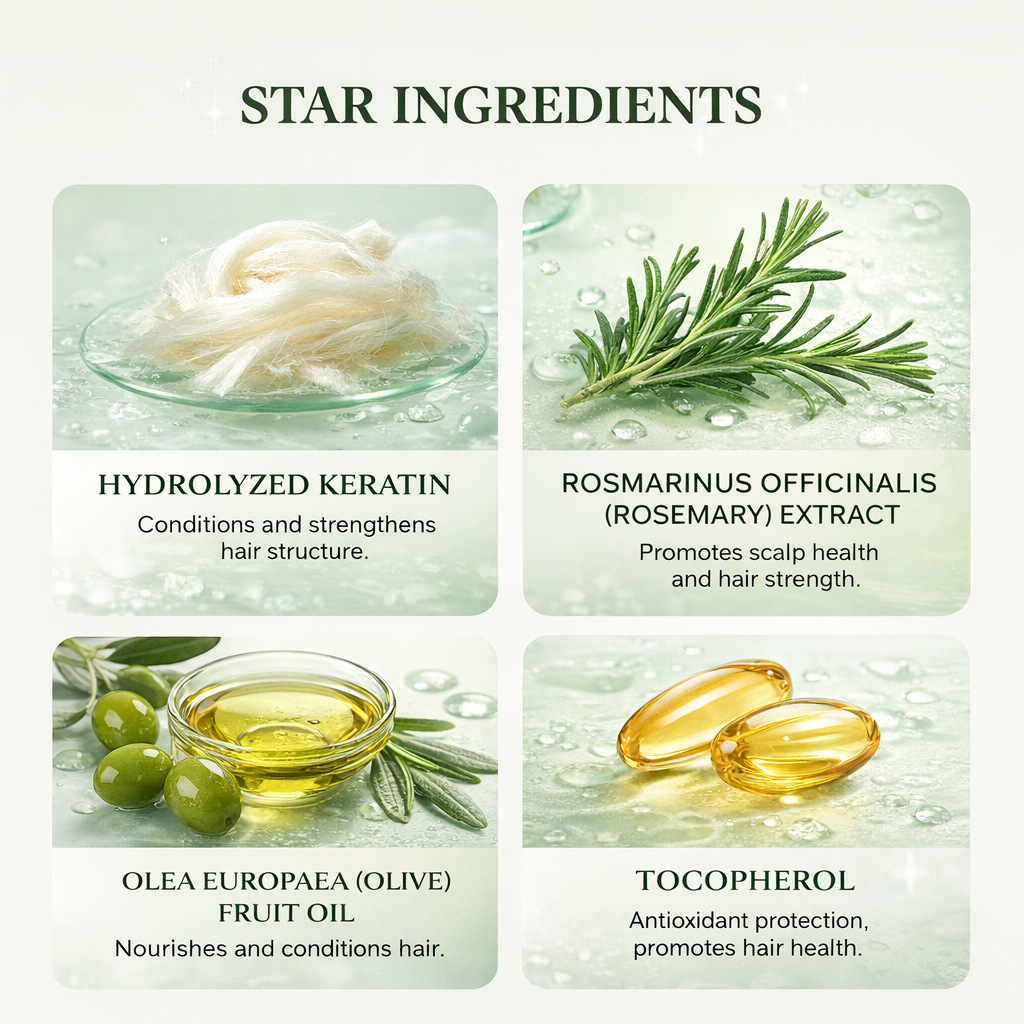 Rosemary Hydrolyzed Keratin Shampoo For Deep Nourishing Repairing And Strengthening Dry Damaged Frizzy Hair Daily Scalp And Strand Care