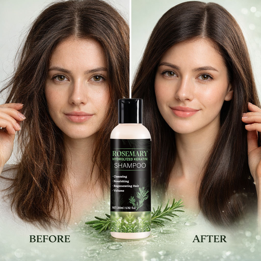 Rosemary Hydrolyzed Keratin Shampoo For Deep Nourishing Repairing And Strengthening Dry Damaged Frizzy Hair Daily Scalp And Strand Care