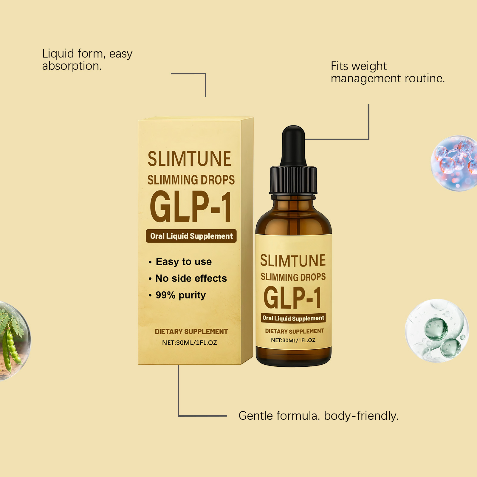 Body Shaping Drops Pure Formula Balanced Nutrition Convenient Dietary Supplement Maintain Light Physical Condition Natural Gentle Daily Internal Care