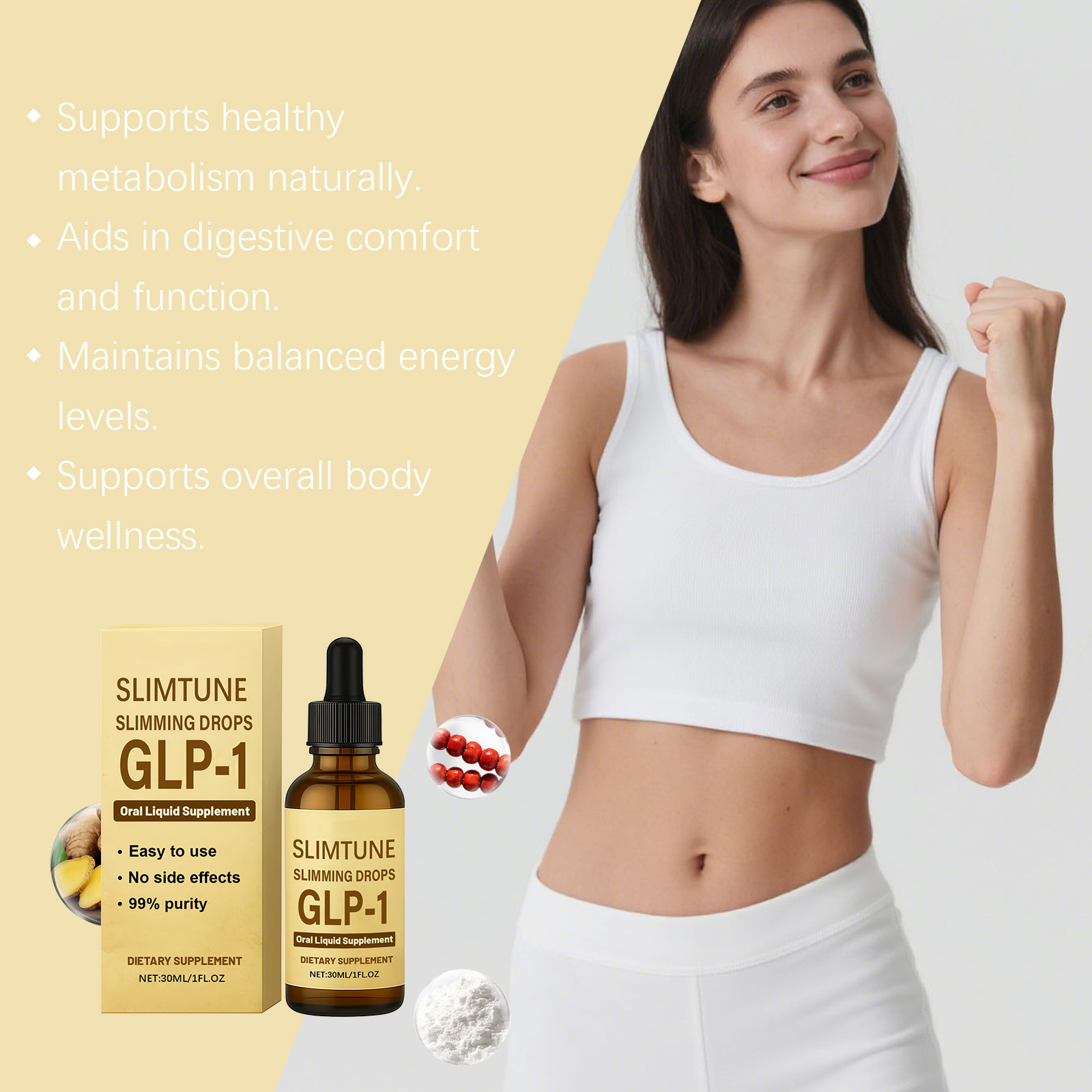 Body Shaping Drops Pure Formula Balanced Nutrition Convenient Dietary Supplement Maintain Light Physical Condition Natural Gentle Daily Internal Care