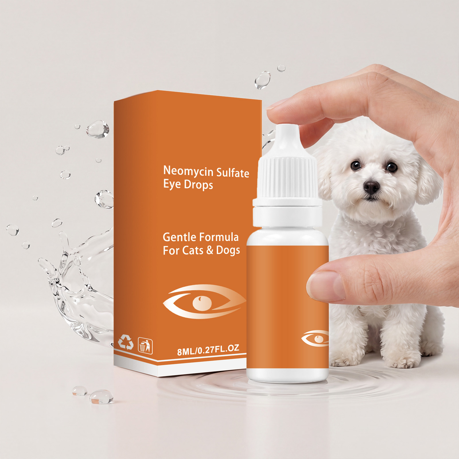 Pet Neomycin Sulfate Eye Drops Mild Texture Moist Comfortable For Cat And Dog Eye Care Use
