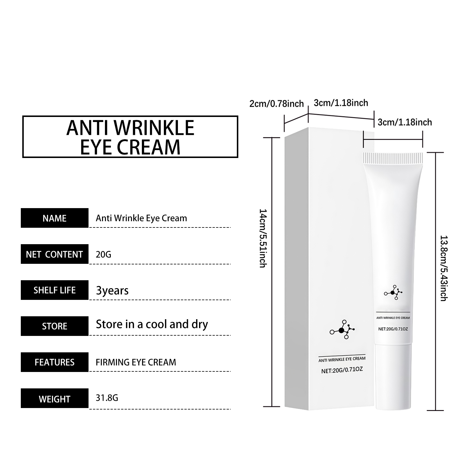 Eye Cream Hydrating Moisturizing Mild Gentle Hydrous Daily Care For Eye Skin Massage Treatment Soft Natural Ingredients