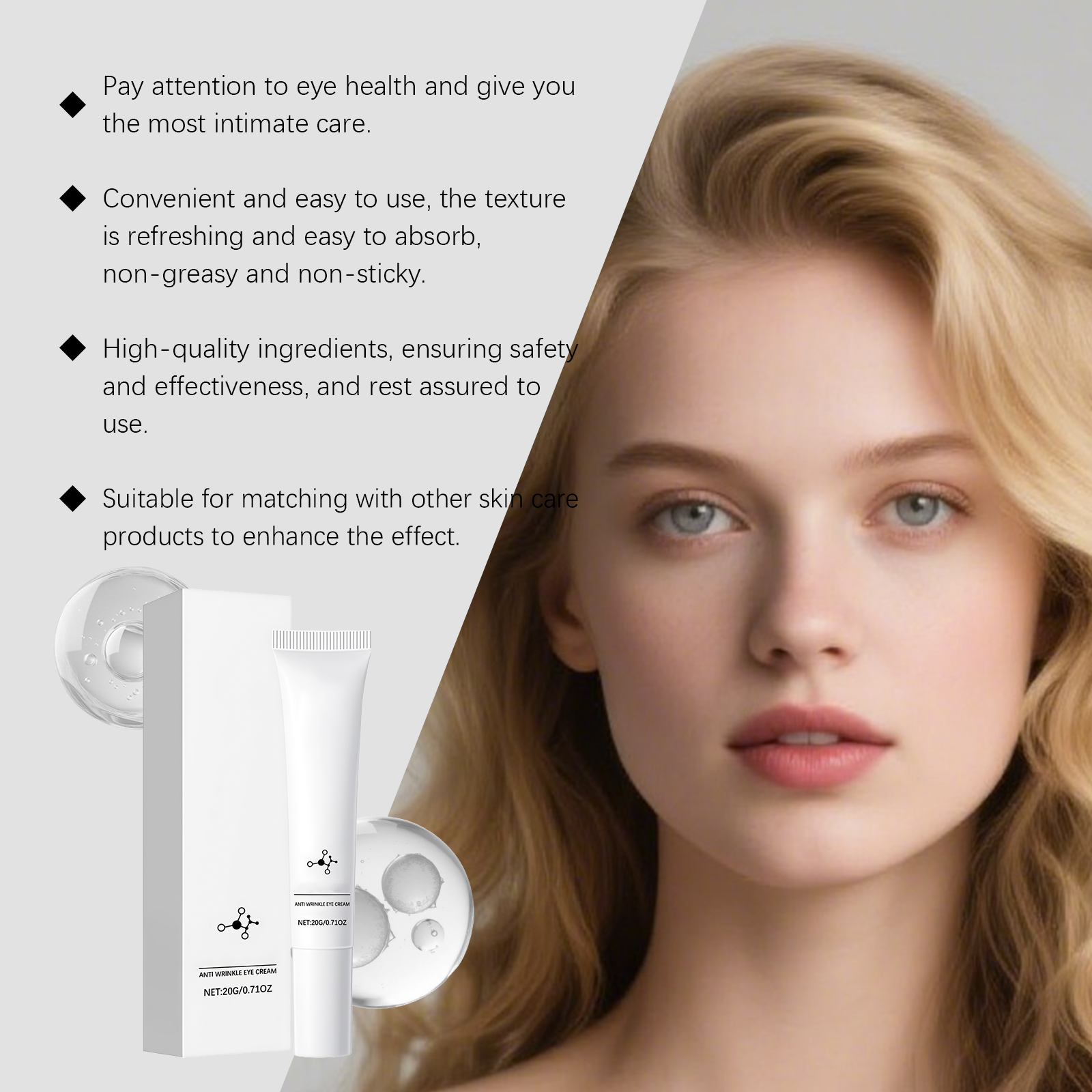 Eye Cream Hydrating Moisturizing Mild Gentle Hydrous Daily Care For Eye Skin Massage Treatment Soft Natural Ingredients