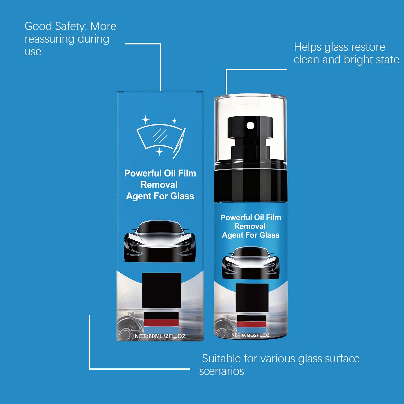 Glass Oil Film Remover Daily Clean Anti Fog Clear View Maintain Auto Windshield Surface Care Agent