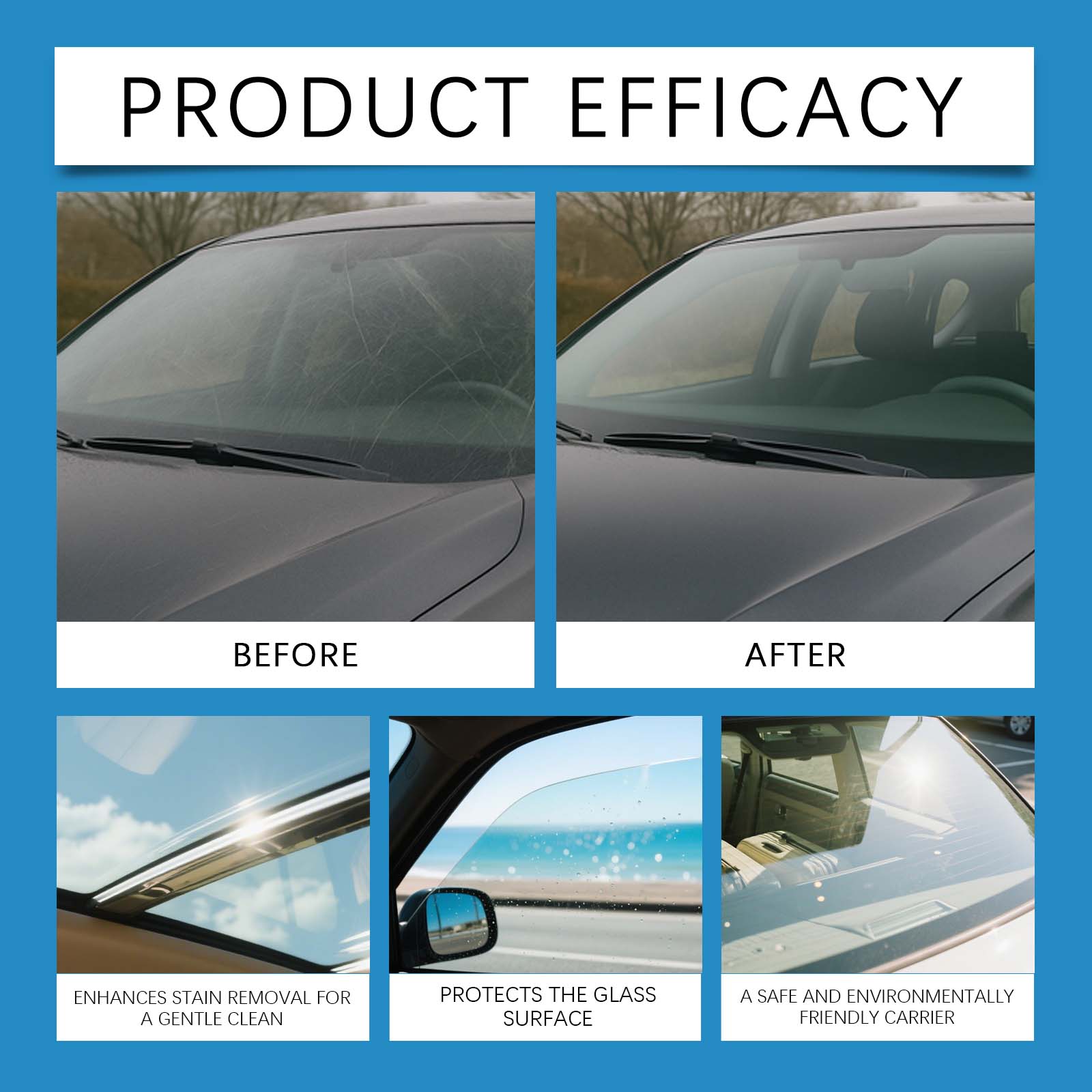 Glass Oil Film Remover Daily Clean Anti Fog Clear View Maintain Auto Windshield Surface Care Agent