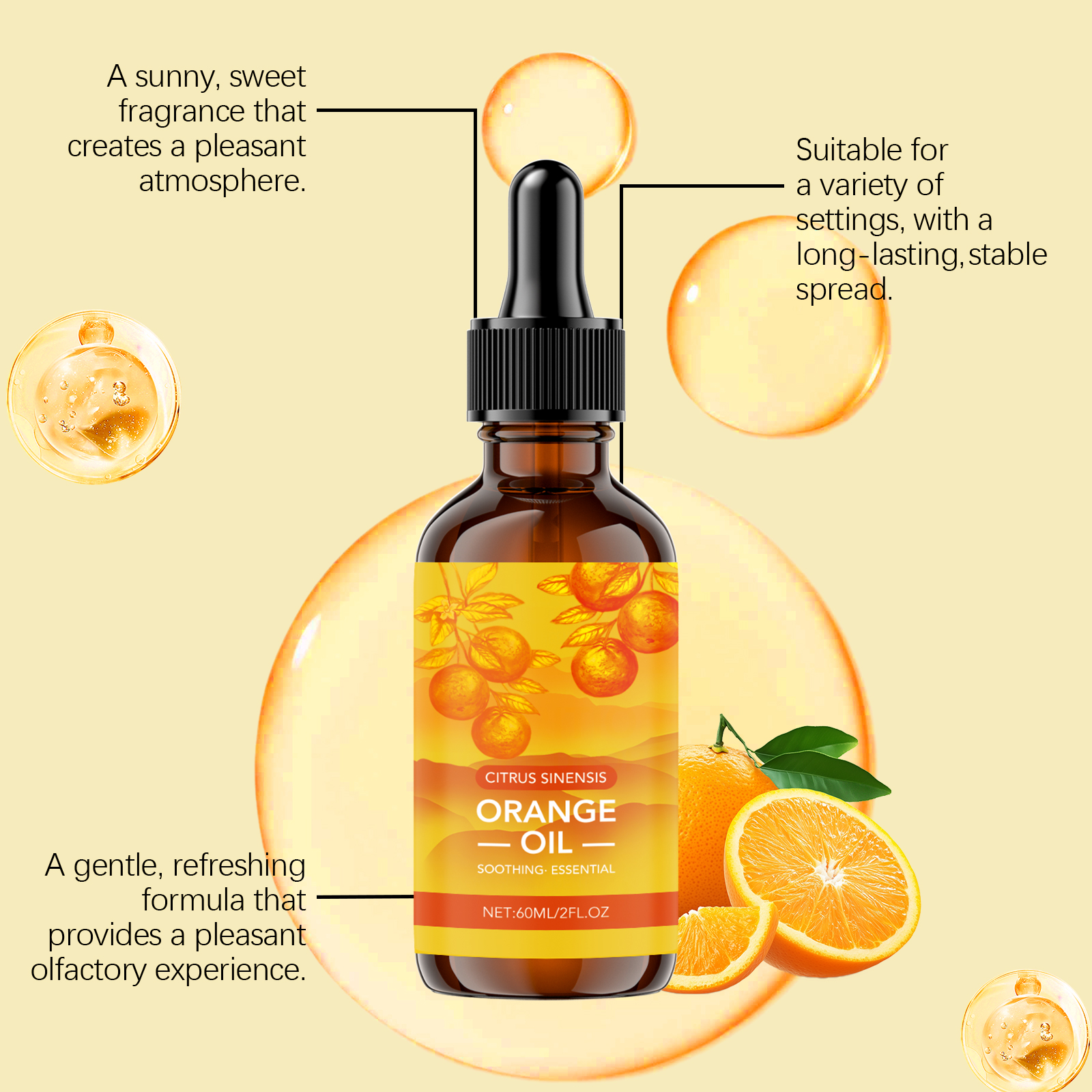 Aromatic Essential Oil Natural Fresh Mild Scent Gentle Ingredients Long Lasting Fragrance Convenient Daily Household Use