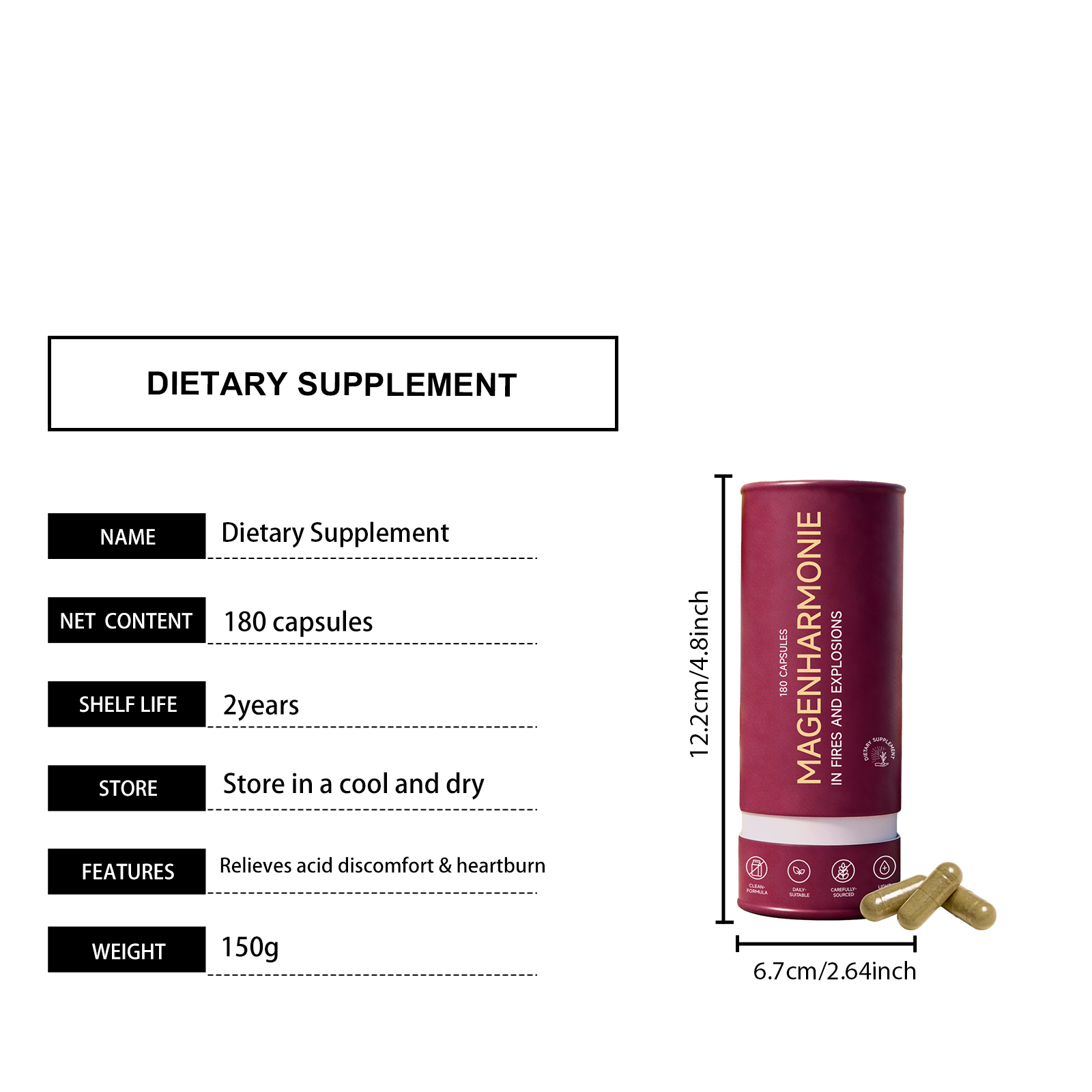 Gut Care Capsules Mild Formula Daily Dietary Nutritional Supplement Ease Stomach Maintain Intestinal Comfort