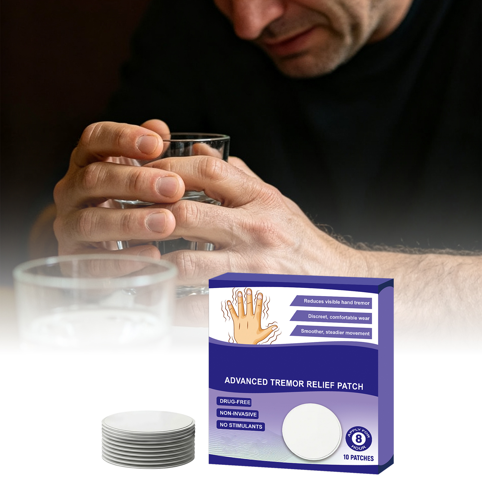 Hand Tremor Care Patch Thin Light Breathable Skin Nourish Comfort Relax Easy Wear Daily Apply Hand