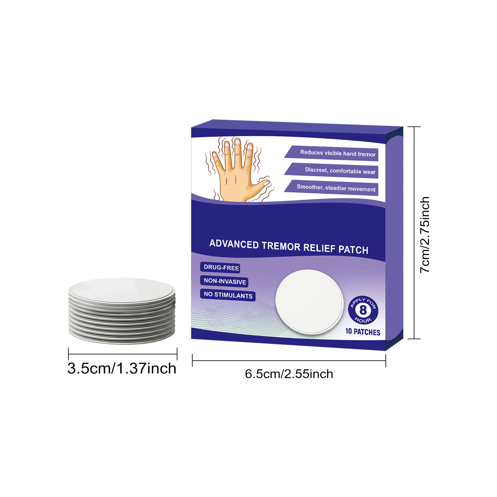 Hand Tremor Care Patch Thin Light Breathable Skin Nourish Comfort Relax Easy Wear Daily Apply Hand