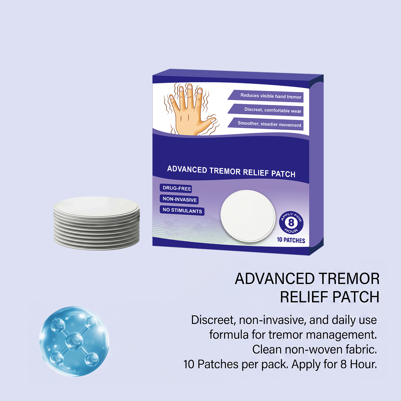 Hand Tremor Care Patch Thin Light Breathable Skin Nourish Comfort Relax Easy Wear Daily Apply Hand