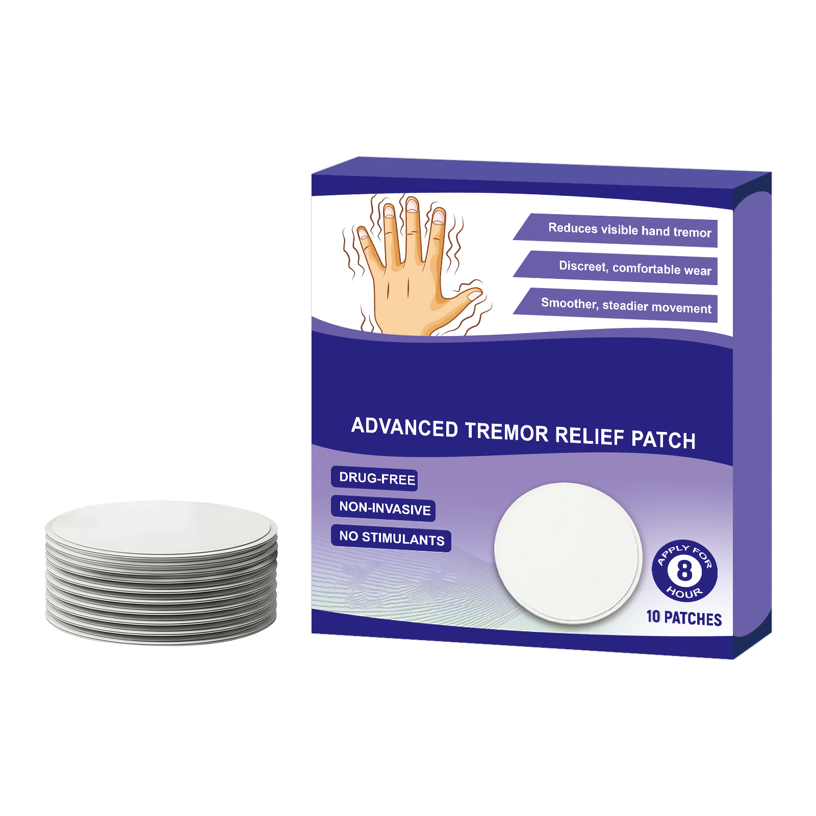 Hand Tremor Care Patch Thin Light Breathable Skin Nourish Comfort Relax Easy Wear Daily Apply Hand