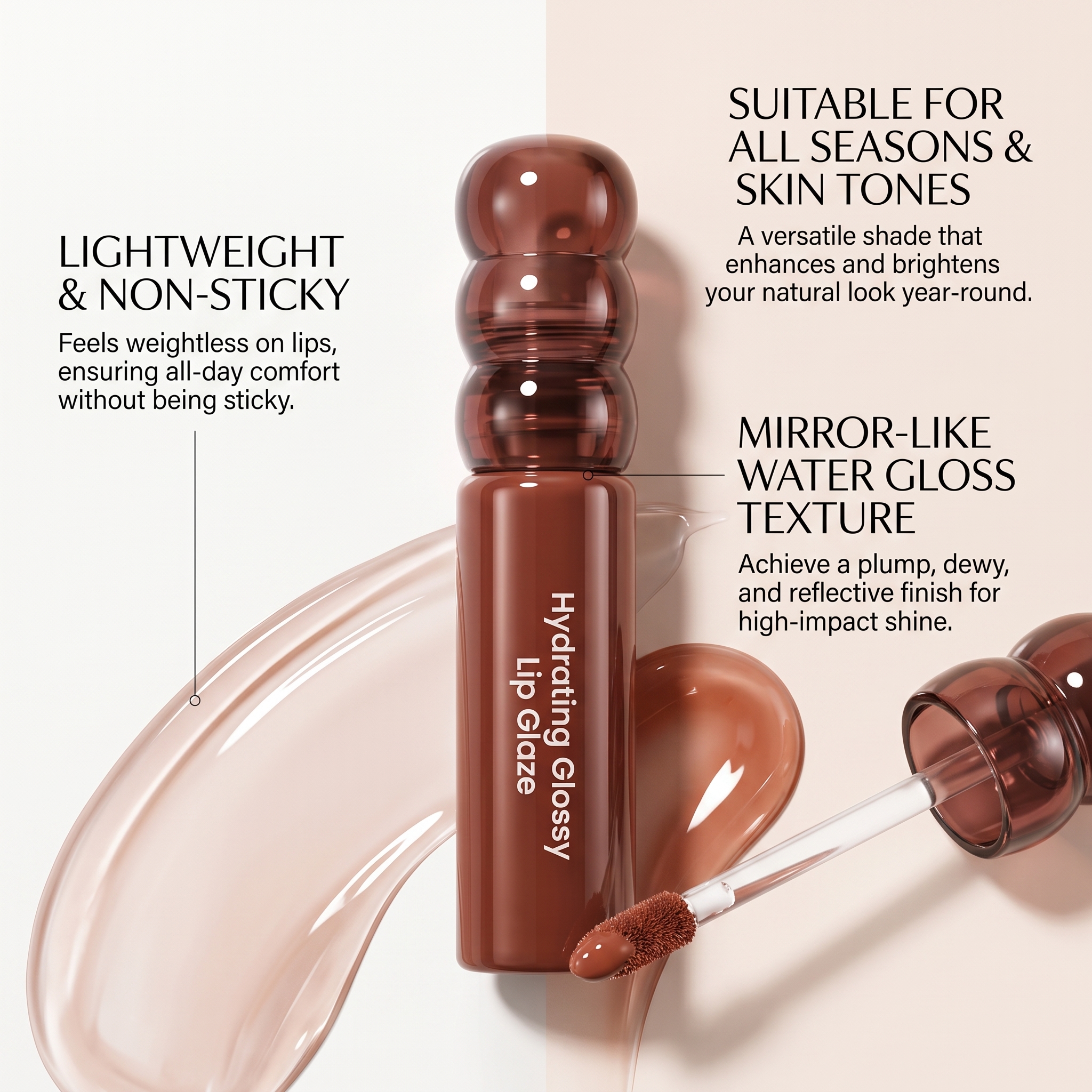 (02) Candy Hawthorn Mirror Lip Gloss Clear Hydrating Light Lock Color Quick Film Daily