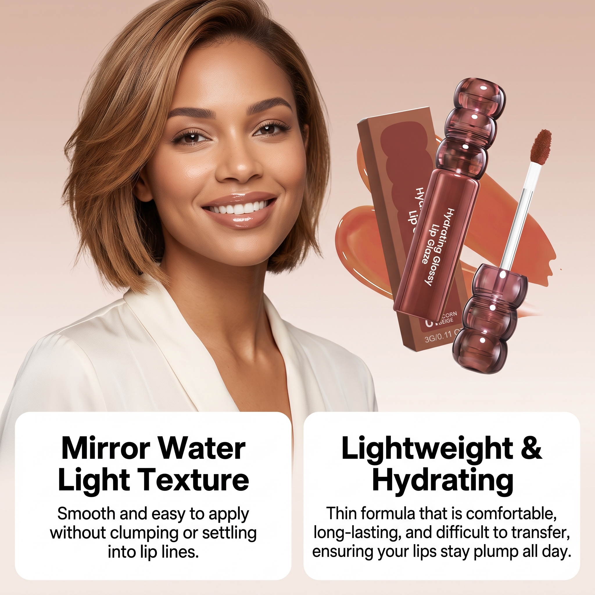 (02) Candy Hawthorn Mirror Lip Gloss Clear Hydrating Light Lock Color Quick Film Daily