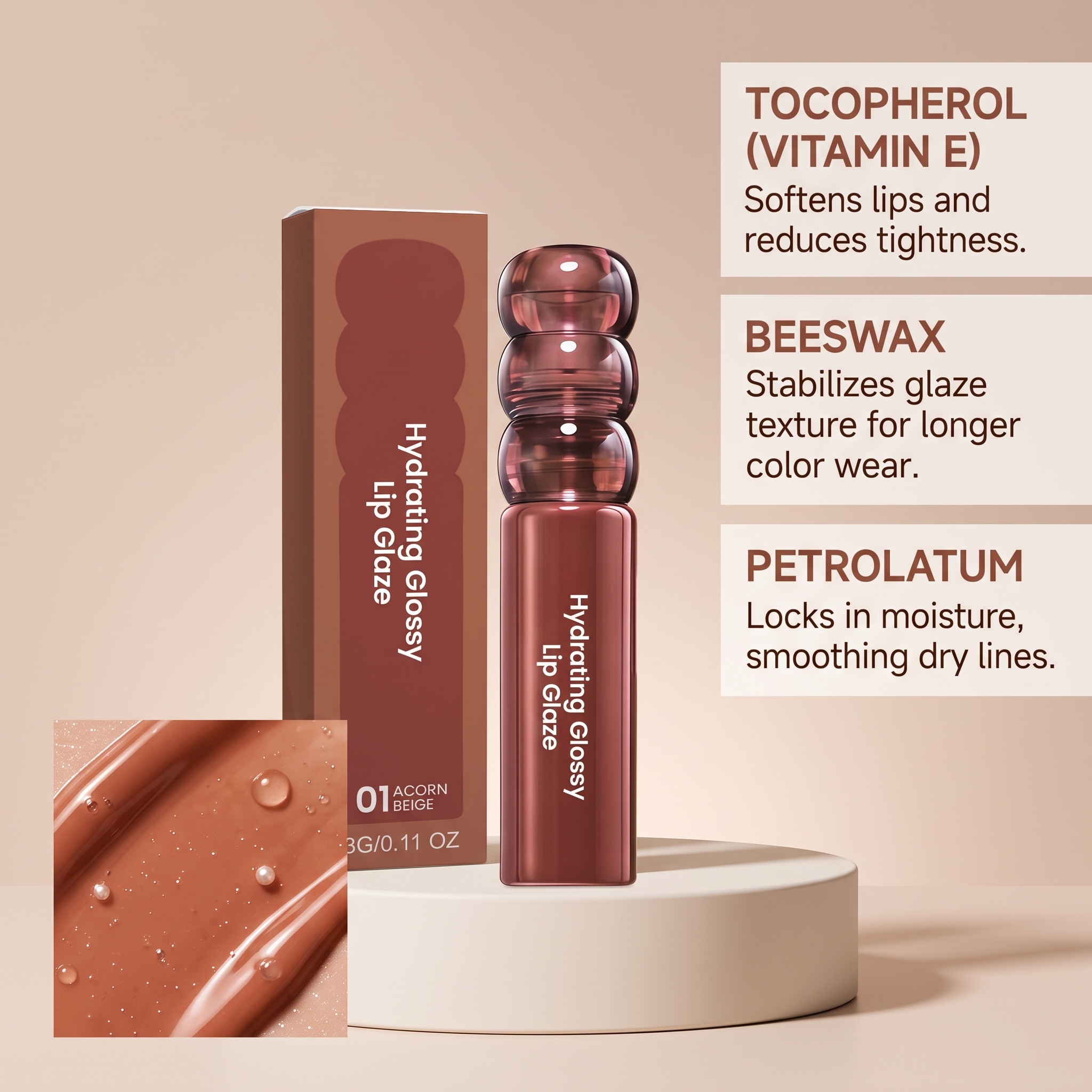 (02) Candy Hawthorn Mirror Lip Gloss Clear Hydrating Light Lock Color Quick Film Daily