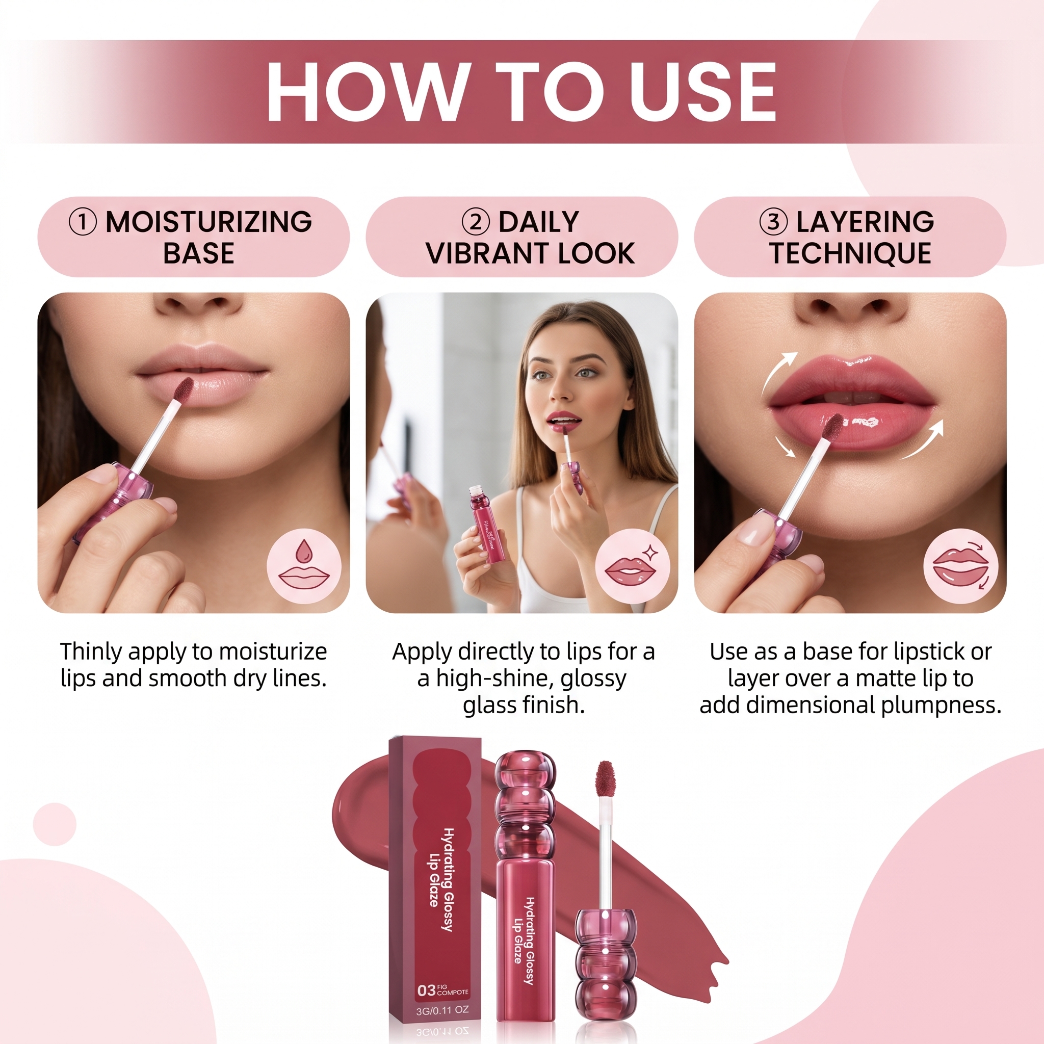 (02) Candy Hawthorn Mirror Lip Gloss Clear Hydrating Light Lock Color Quick Film Daily