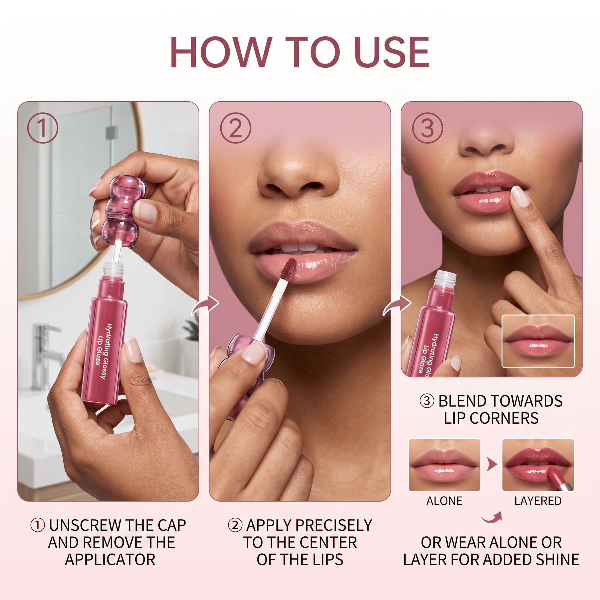 (02) Candy Hawthorn Mirror Lip Gloss Clear Hydrating Light Lock Color Quick Film Daily