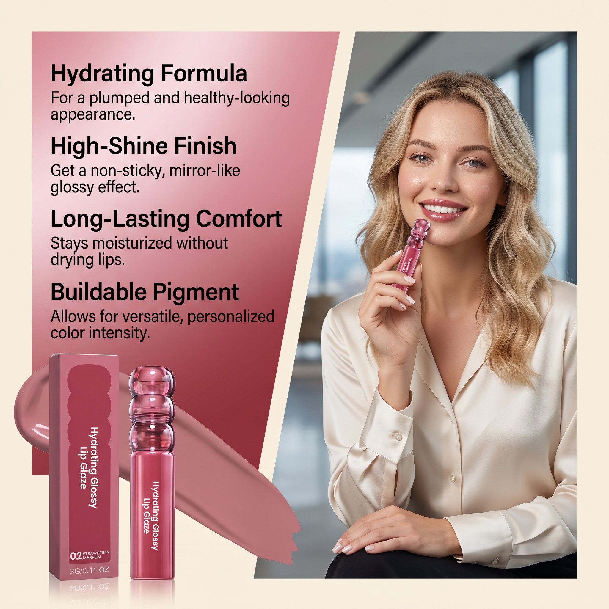 (02) Candy Hawthorn Mirror Lip Gloss Clear Hydrating Light Lock Color Quick Film Daily