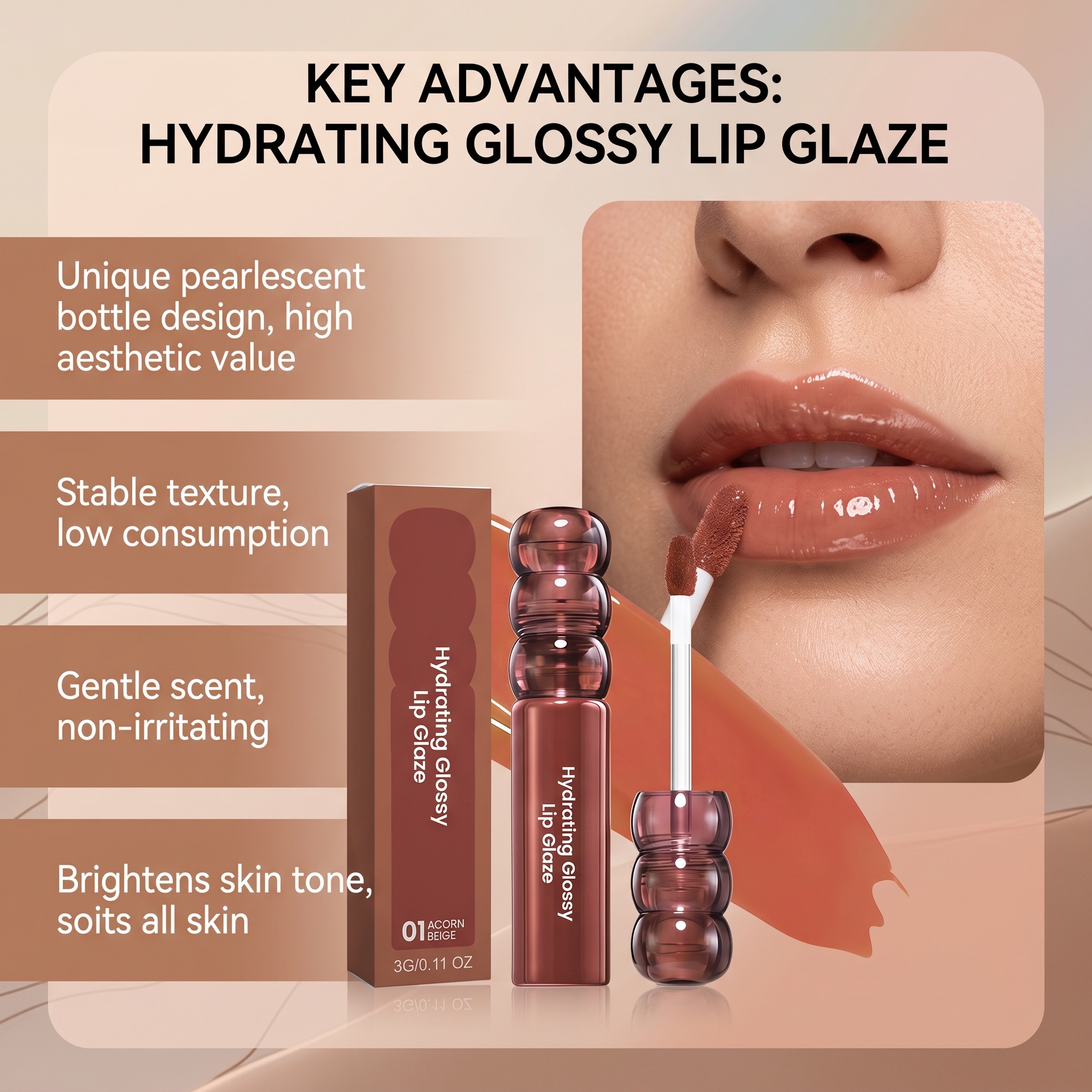 (02) Candy Hawthorn Mirror Lip Gloss Clear Hydrating Light Lock Color Quick Film Daily