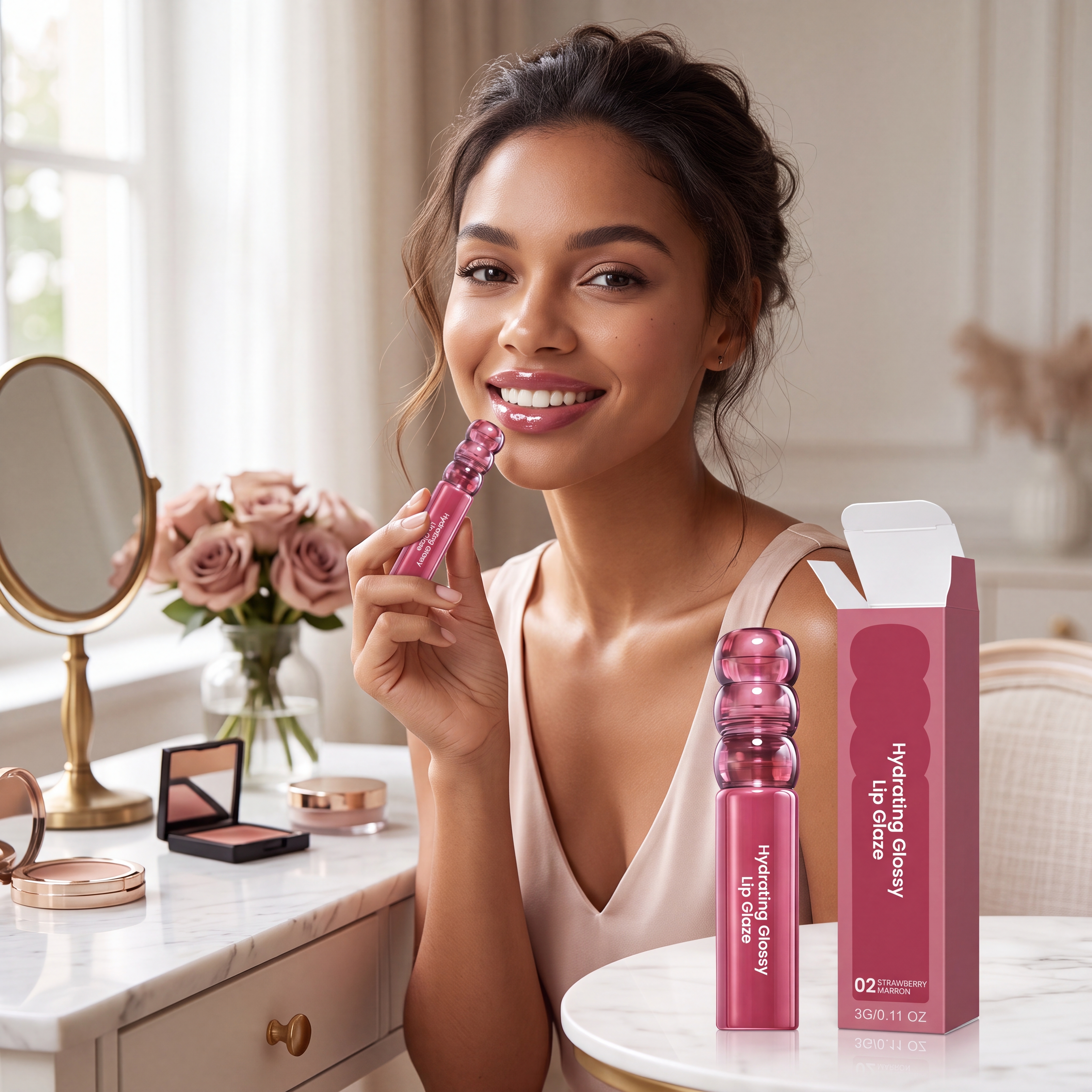 (02) Candy Hawthorn Mirror Lip Gloss Clear Hydrating Light Lock Color Quick Film Daily