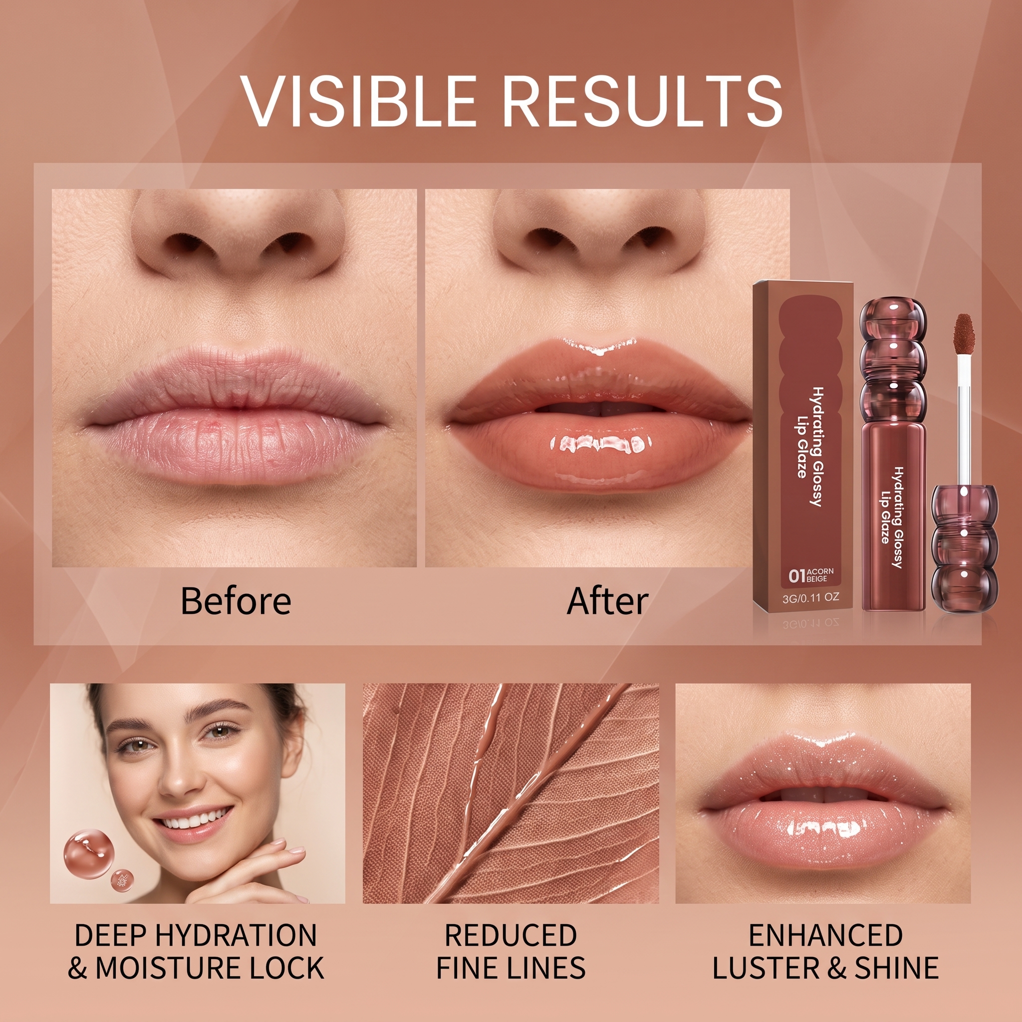(02) Candy Hawthorn Mirror Lip Gloss Clear Hydrating Light Lock Color Quick Film Daily