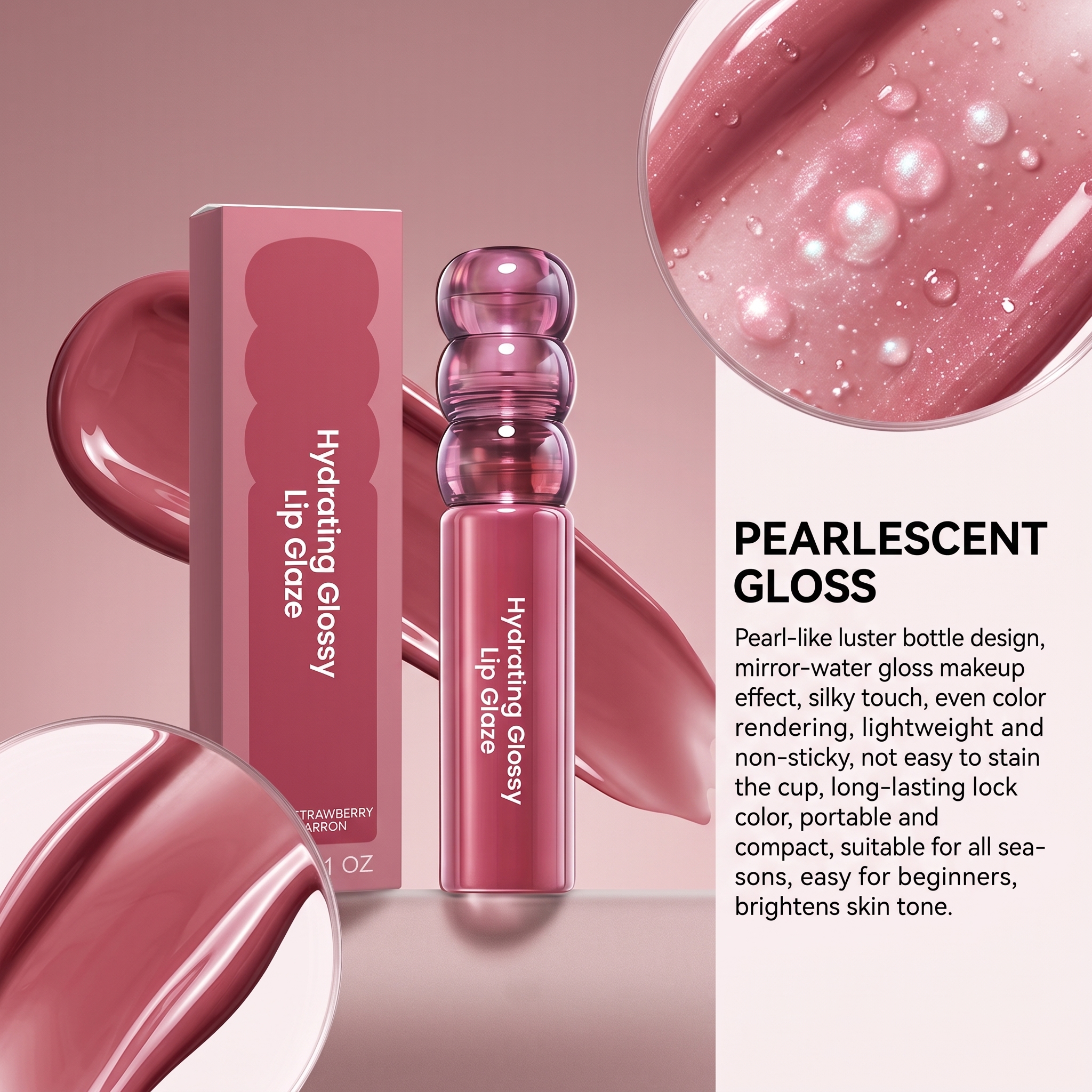 (02) Candy Hawthorn Mirror Lip Gloss Clear Hydrating Light Lock Color Quick Film Daily