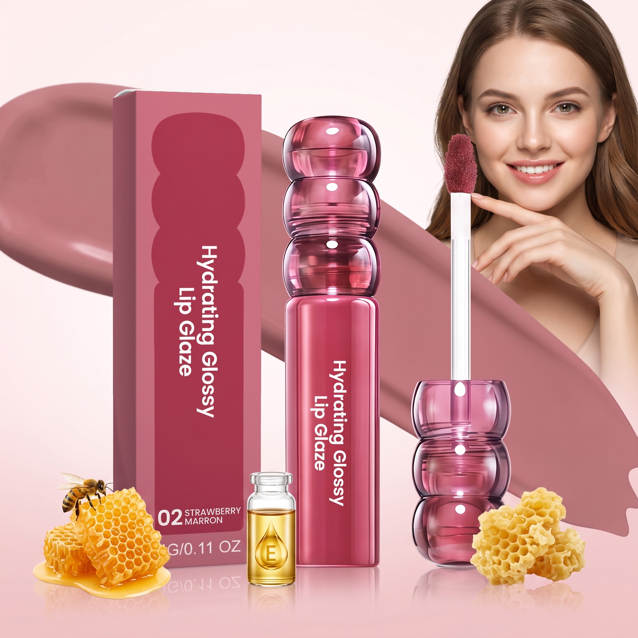 (02) Candy Hawthorn Mirror Lip Gloss Clear Hydrating Light Lock Color Quick Film Daily