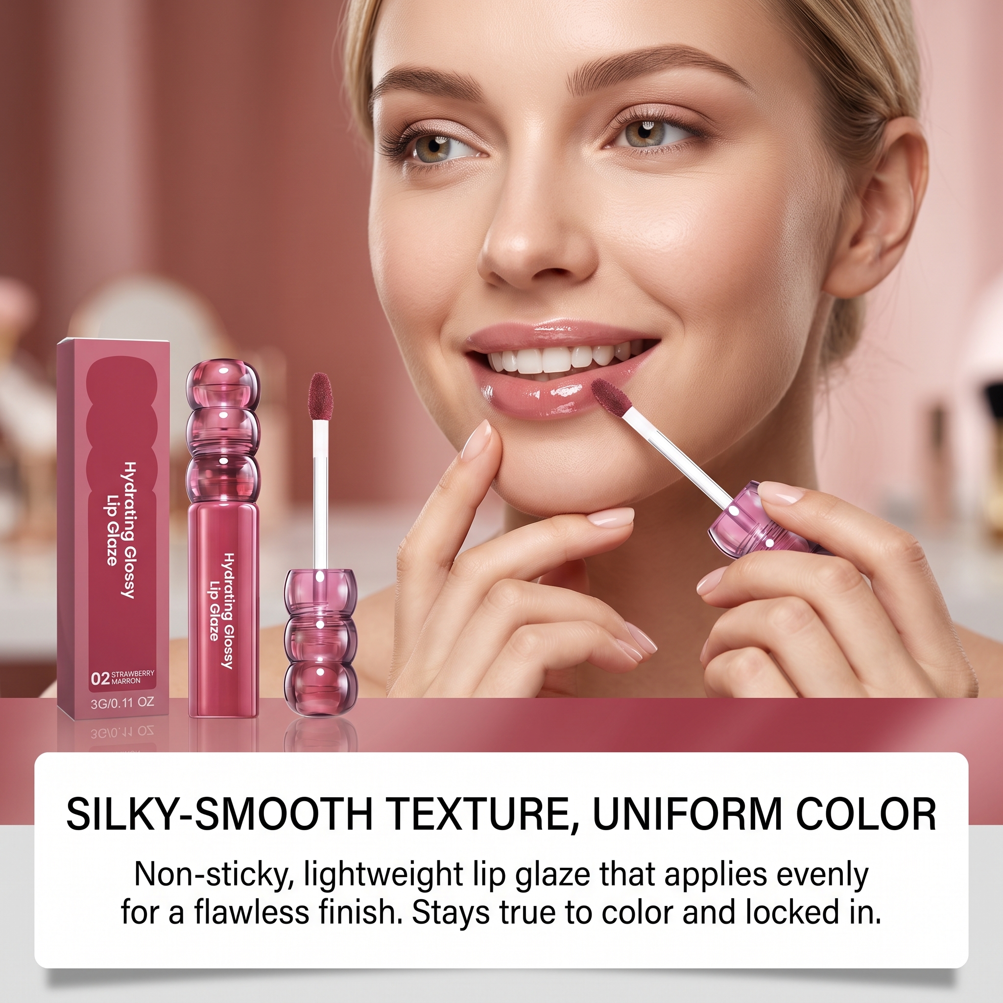 (02) Candy Hawthorn Mirror Lip Gloss Clear Hydrating Light Lock Color Quick Film Daily