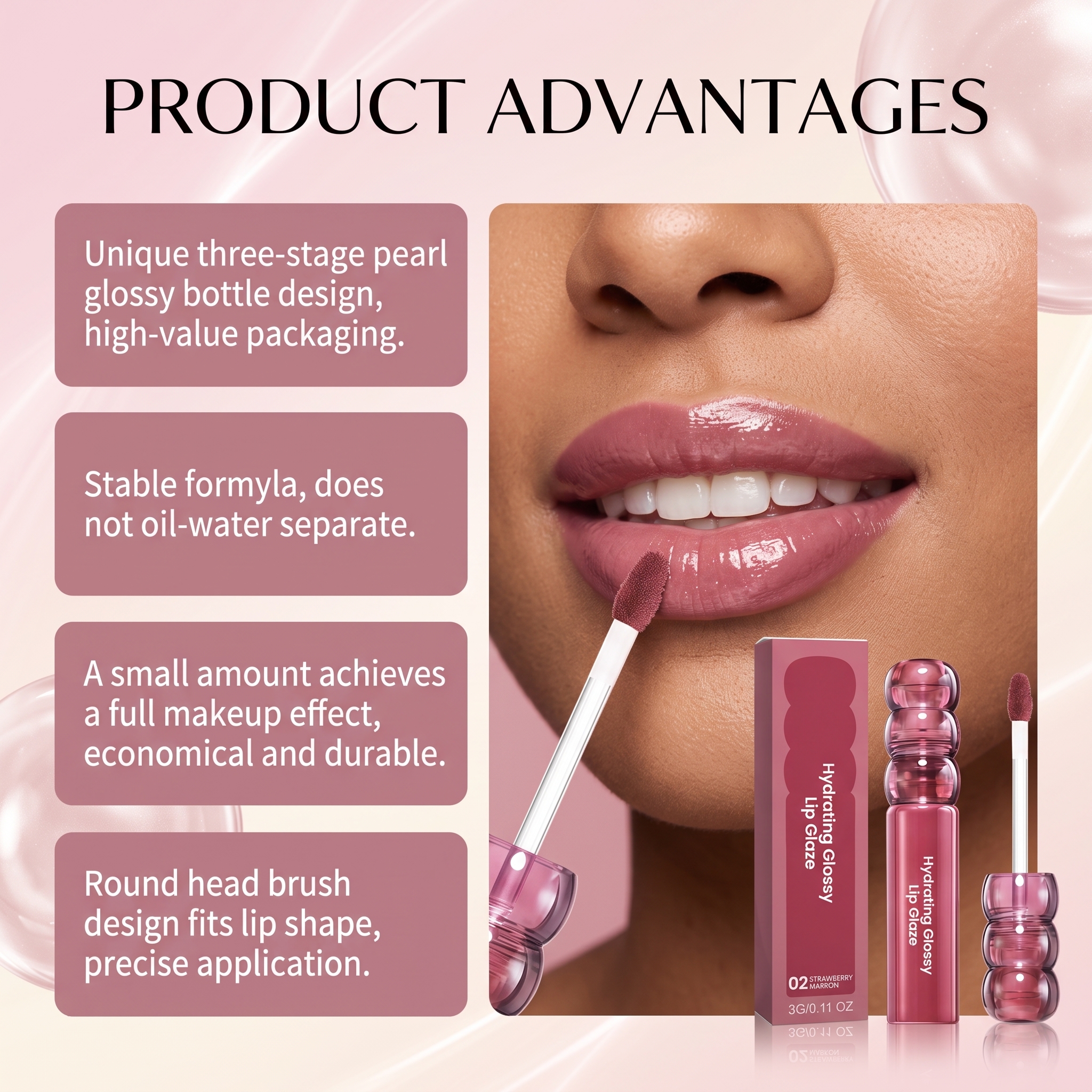 (02) Candy Hawthorn Mirror Lip Gloss Clear Hydrating Light Lock Color Quick Film Daily