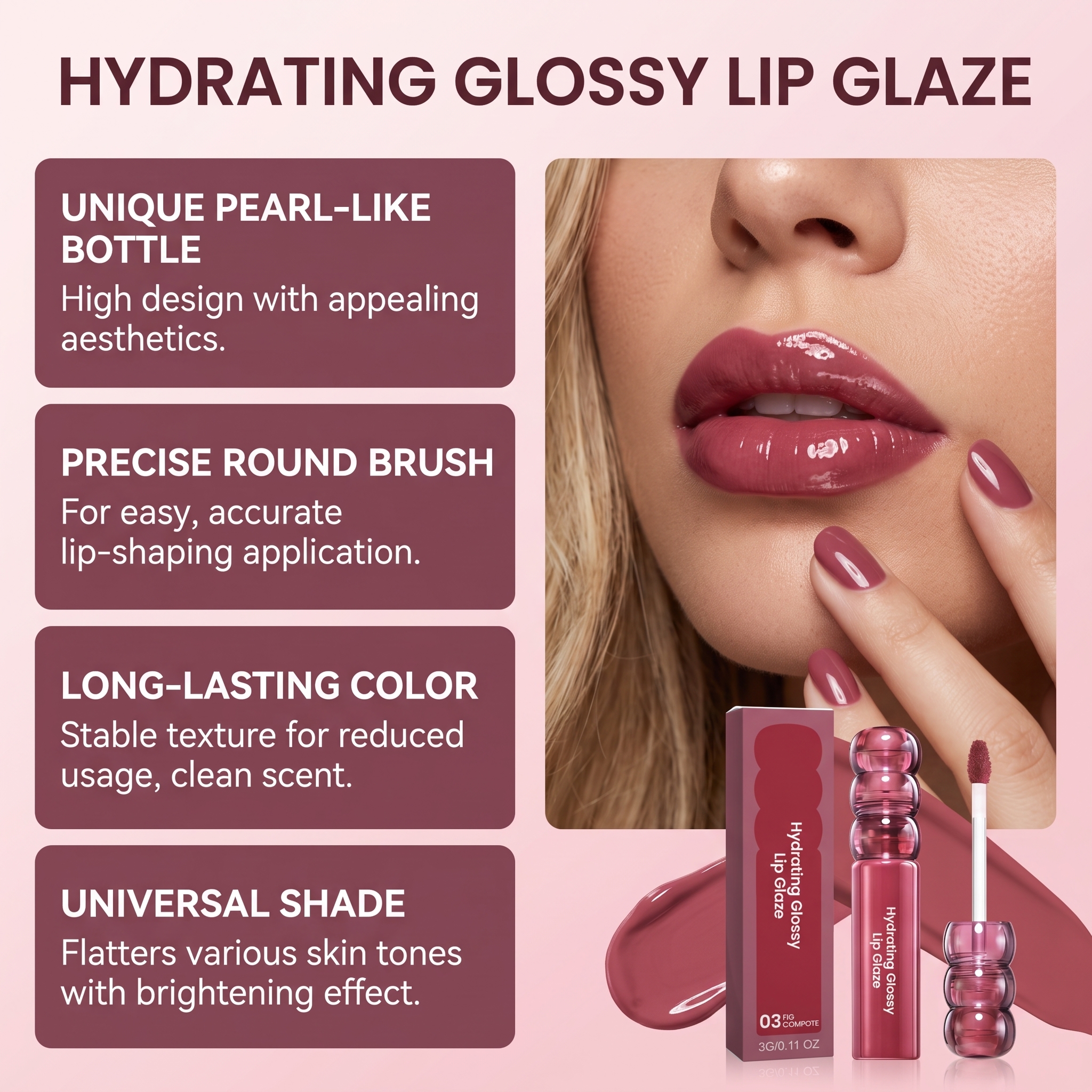 (02) Candy Hawthorn Mirror Lip Gloss Clear Hydrating Light Lock Color Quick Film Daily