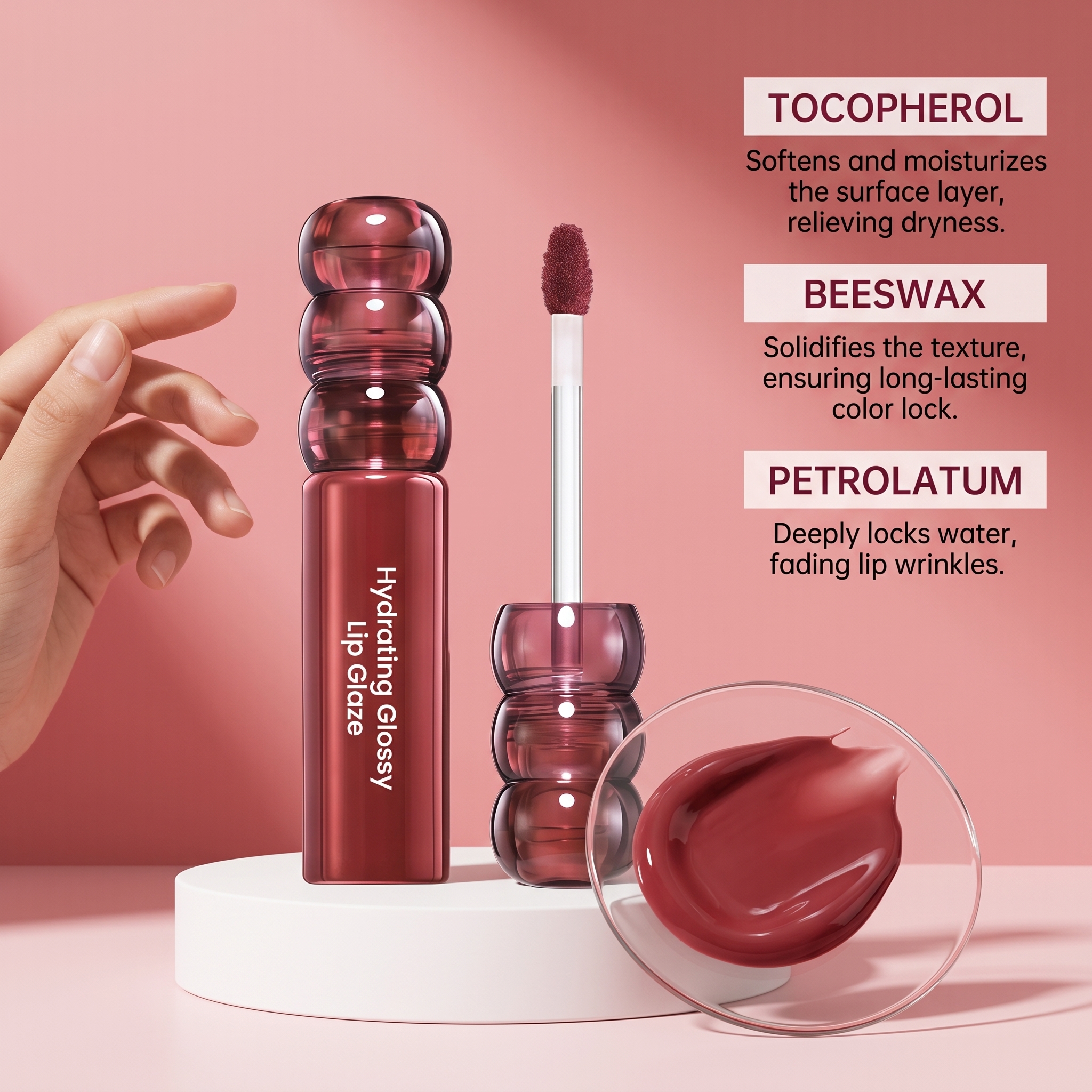 (02) Candy Hawthorn Mirror Lip Gloss Clear Hydrating Light Lock Color Quick Film Daily