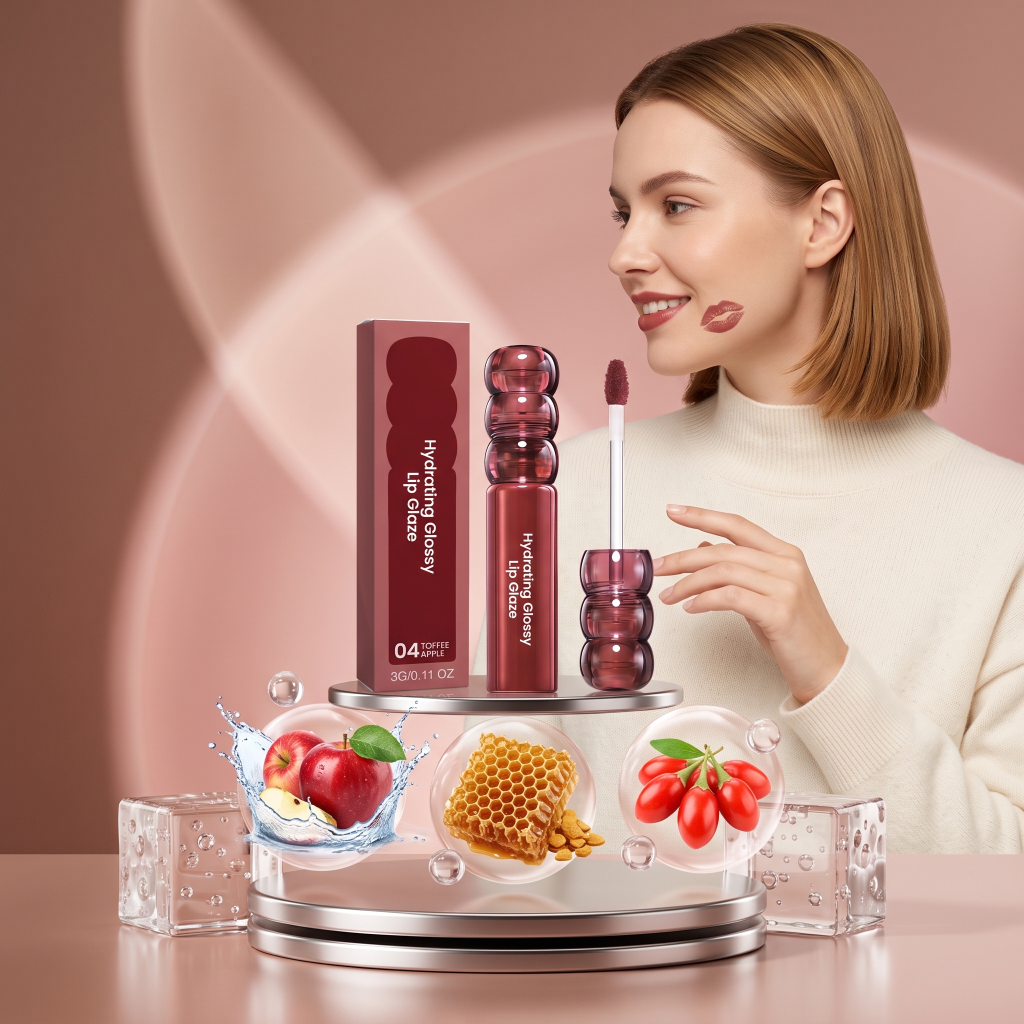 (02) Candy Hawthorn Mirror Lip Gloss Clear Hydrating Light Lock Color Quick Film Daily