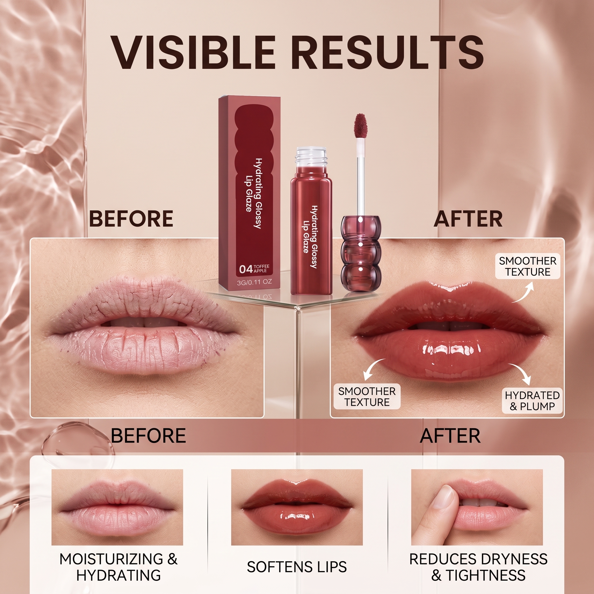 (02) Candy Hawthorn Mirror Lip Gloss Clear Hydrating Light Lock Color Quick Film Daily