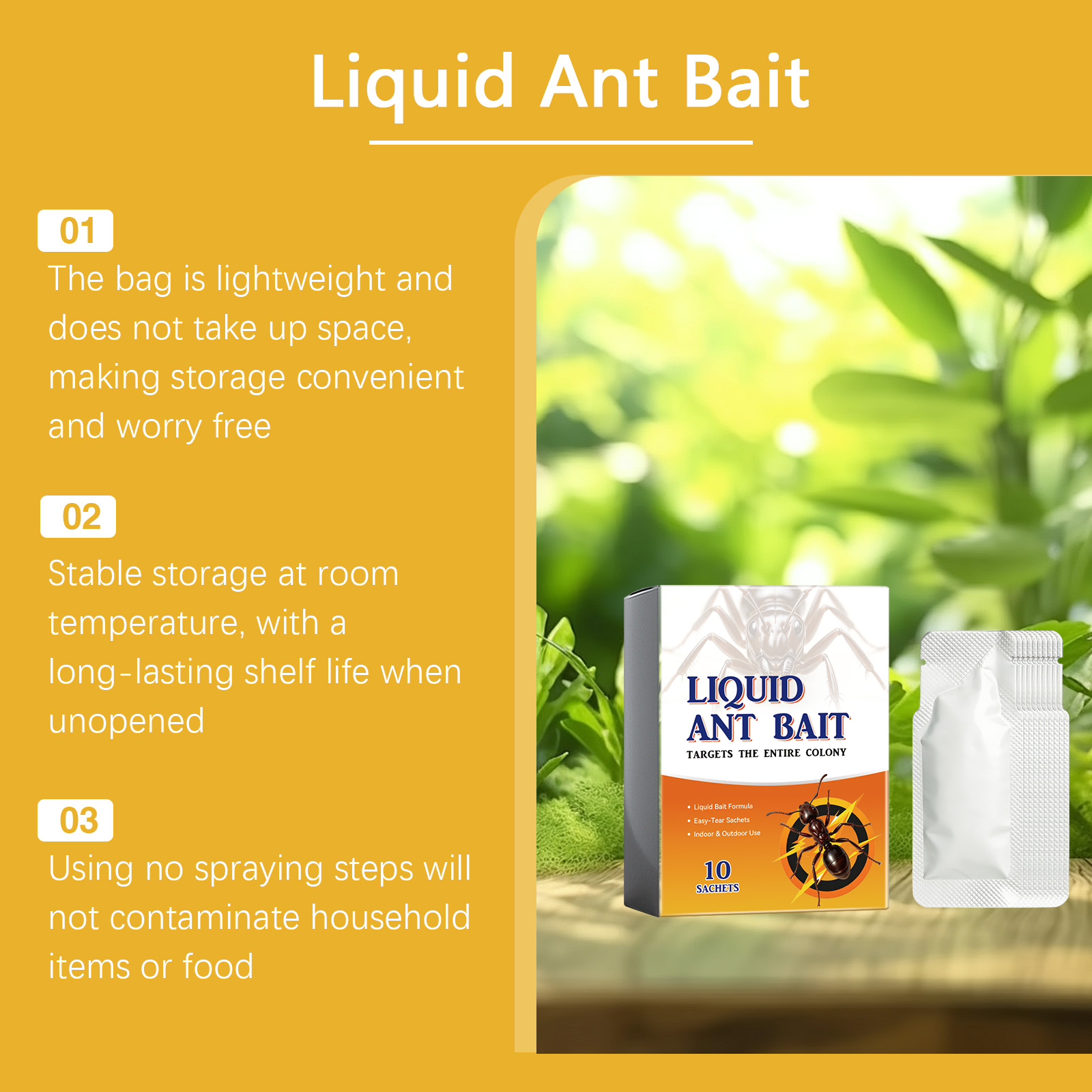Liquid Ant Bait Separate Sachets Gather Trap Easy Storage Lure Foraging Ants Centralized Clean Capture