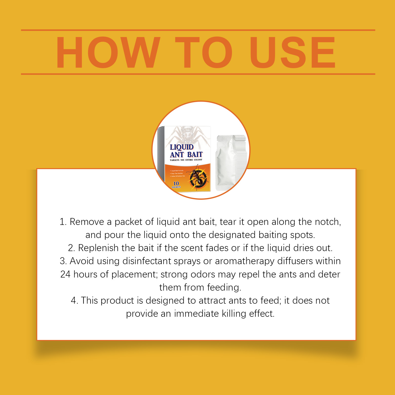 Liquid Ant Bait Separate Sachets Gather Trap Easy Storage Lure Foraging Ants Centralized Clean Capture