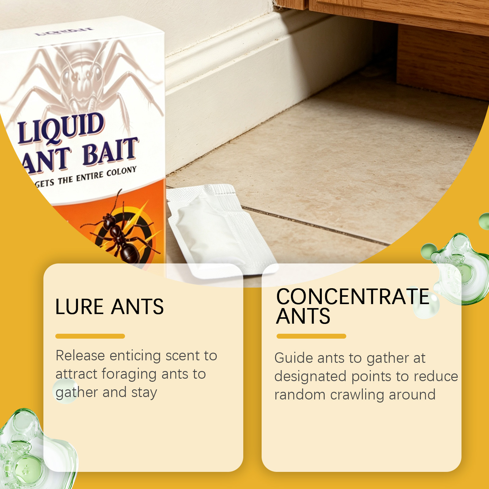Liquid Ant Bait Separate Sachets Gather Trap Easy Storage Lure Foraging Ants Centralized Clean Capture