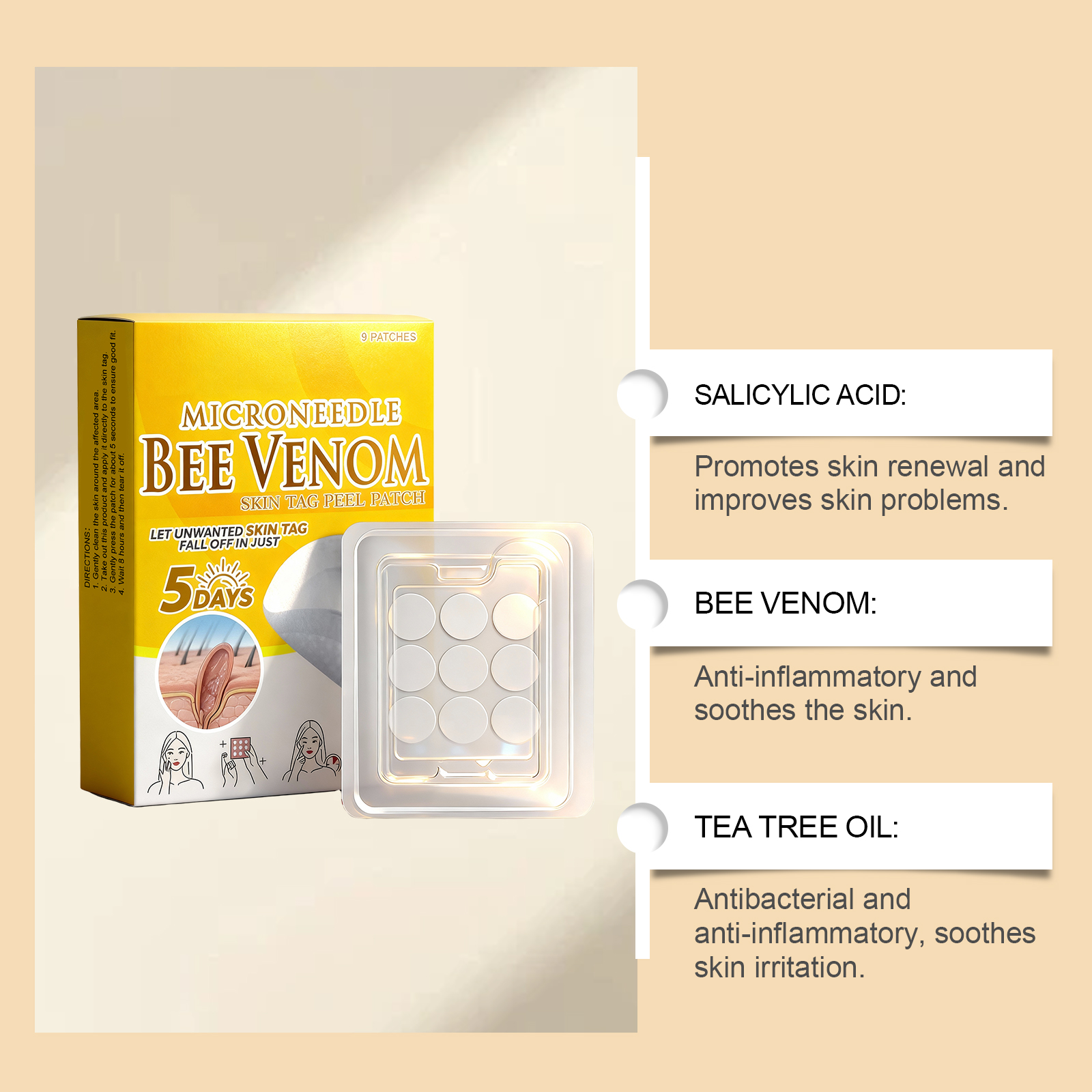Skin Care Patch Mild Clean Skin Remove Wart Moist Smooth Skin Hydrate Daily Massage Care Patch