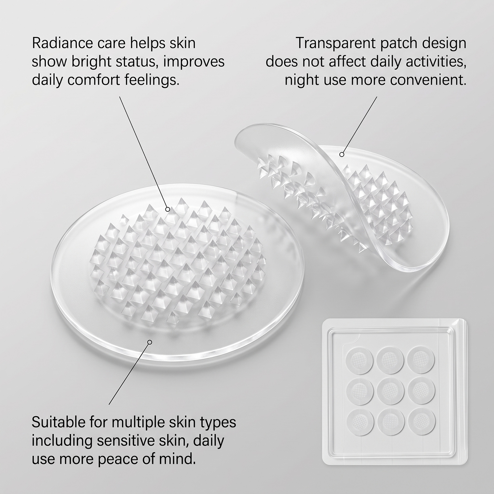 Skin Brightening Care Patch Transparent Invisible Fit Silky Delicate Skin Cleansing Convenient Nursing Sticker