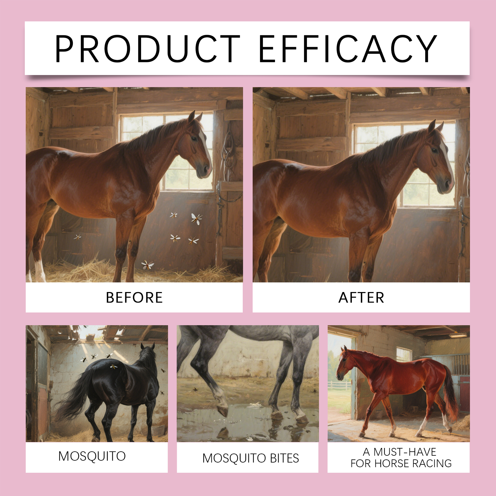 Horse Insect Repellent Spray Mild Formula Clean Protection Against Bug Bites Non Irritating Fast Drying Refreshing For Horse Barns
