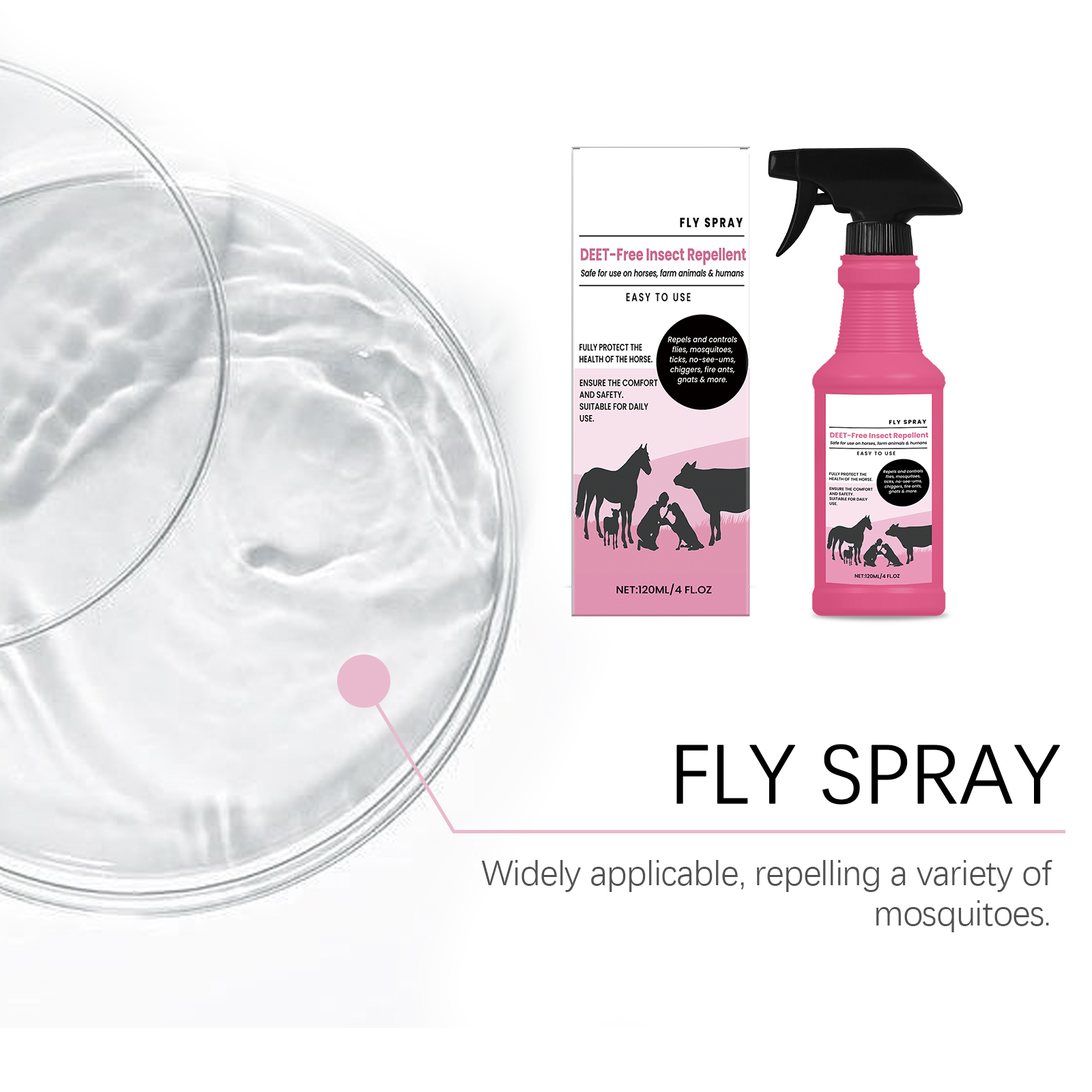 Horse Insect Repellent Spray Mild Formula Clean Protection Against Bug Bites Non Irritating Fast Drying Refreshing For Horse Barns