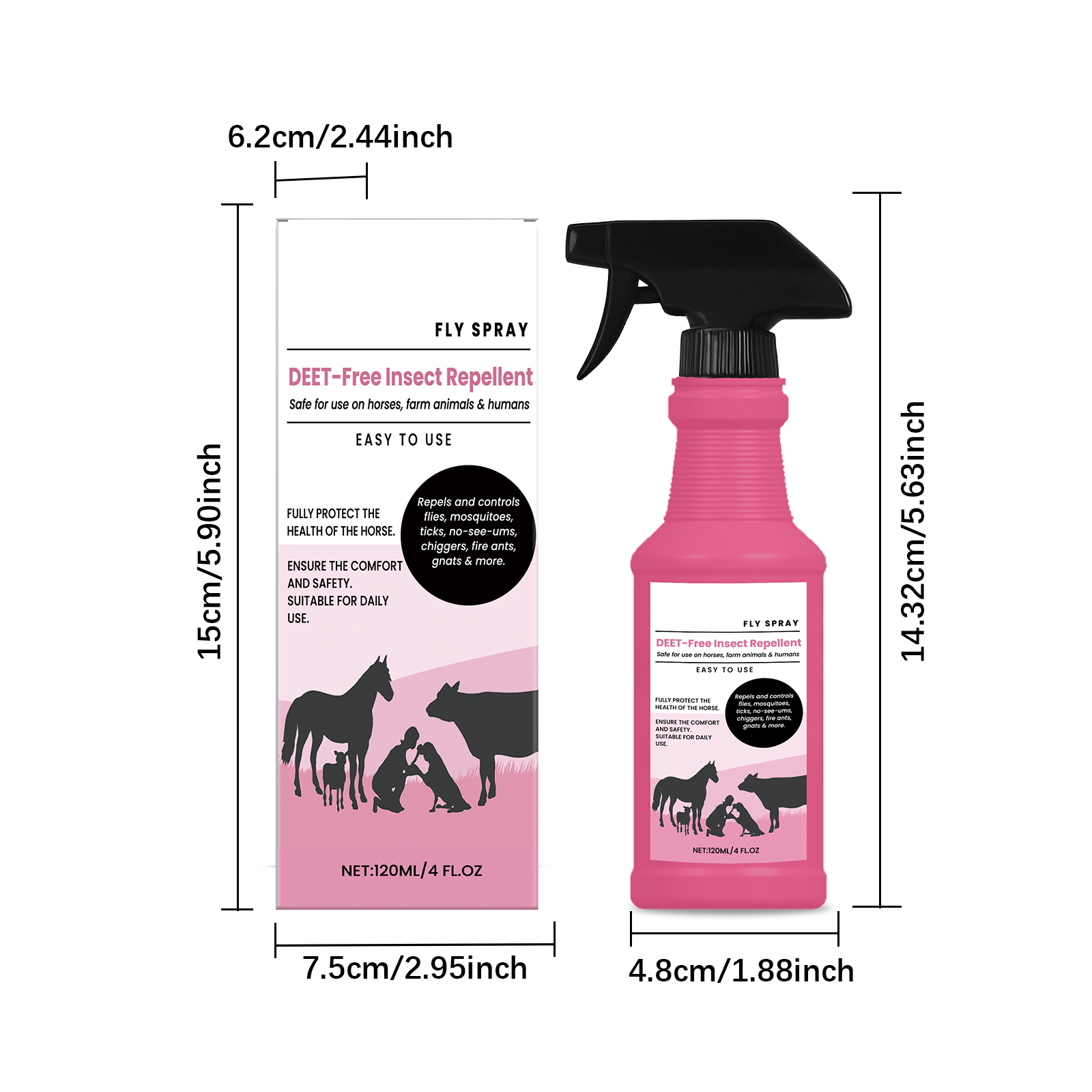 Horse Insect Repellent Spray Mild Formula Clean Protection Against Bug Bites Non Irritating Fast Drying Refreshing For Horse Barns