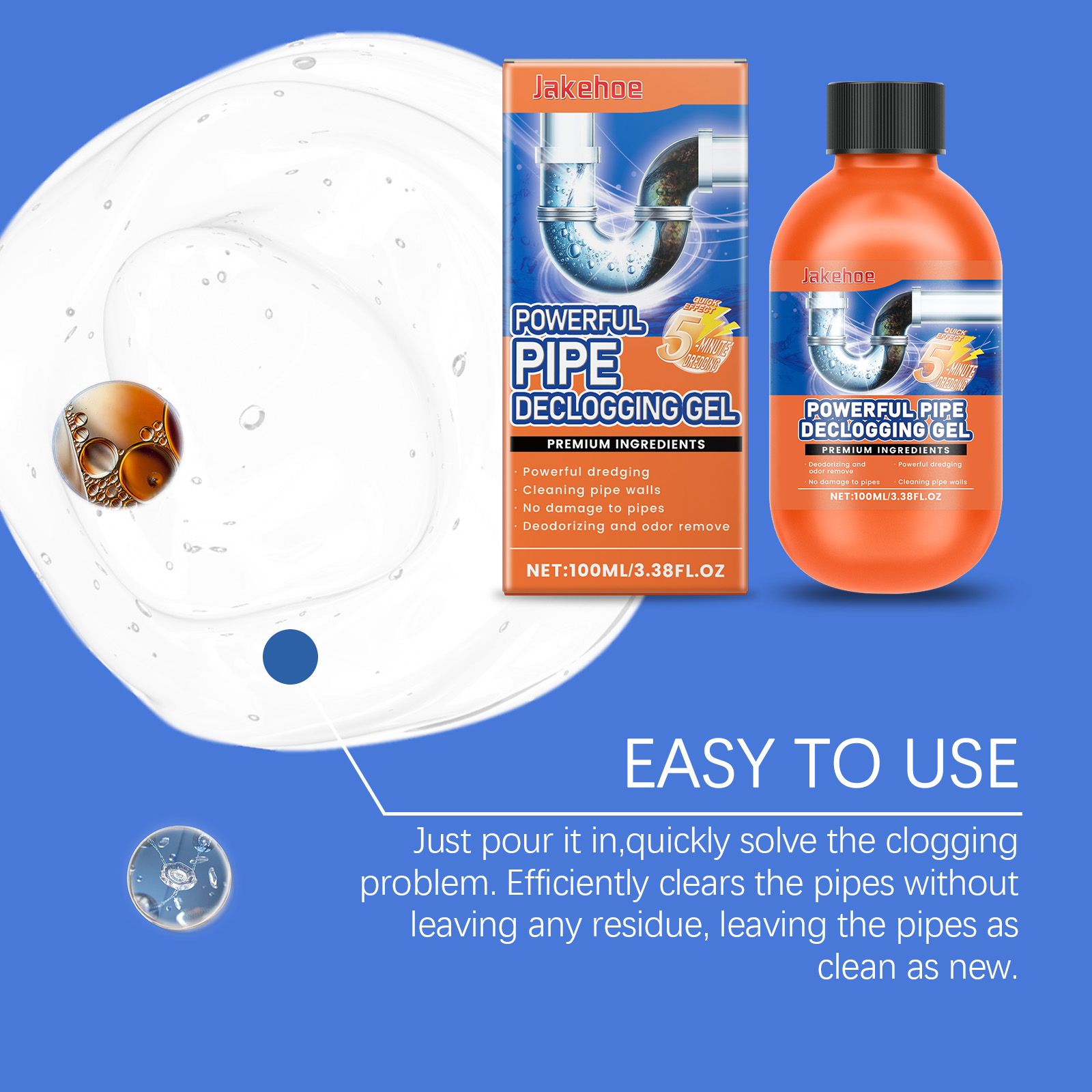 Drain Pipe Cleaner Rapid Dissolving Agent For Sink Drain Kitchen And Toilet Pipeline