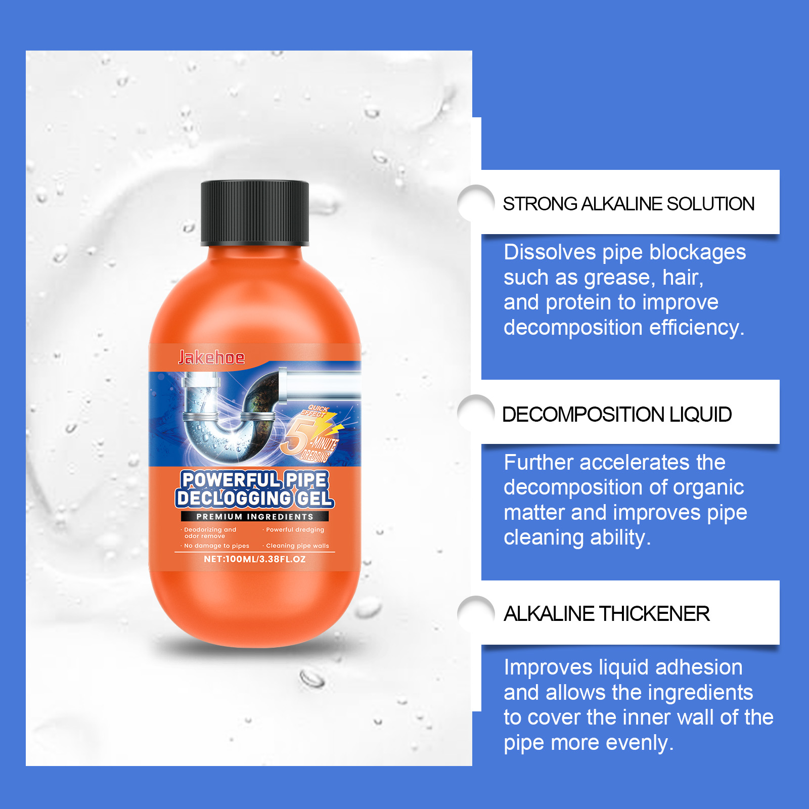 Drain Pipe Cleaner Rapid Dissolving Agent For Sink Drain Kitchen And Toilet Pipeline