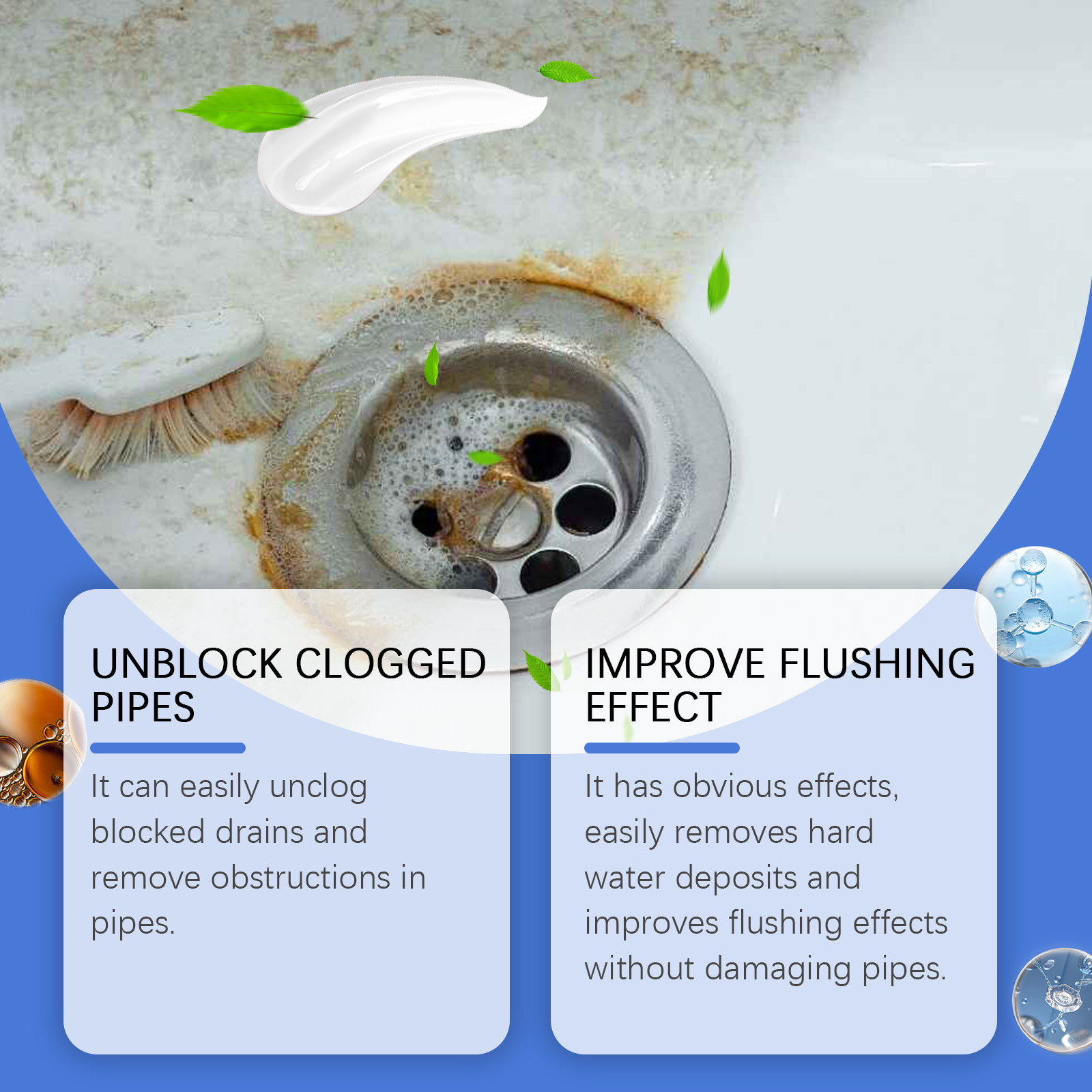 Drain Pipe Cleaner Rapid Dissolving Agent For Sink Drain Kitchen And Toilet Pipeline