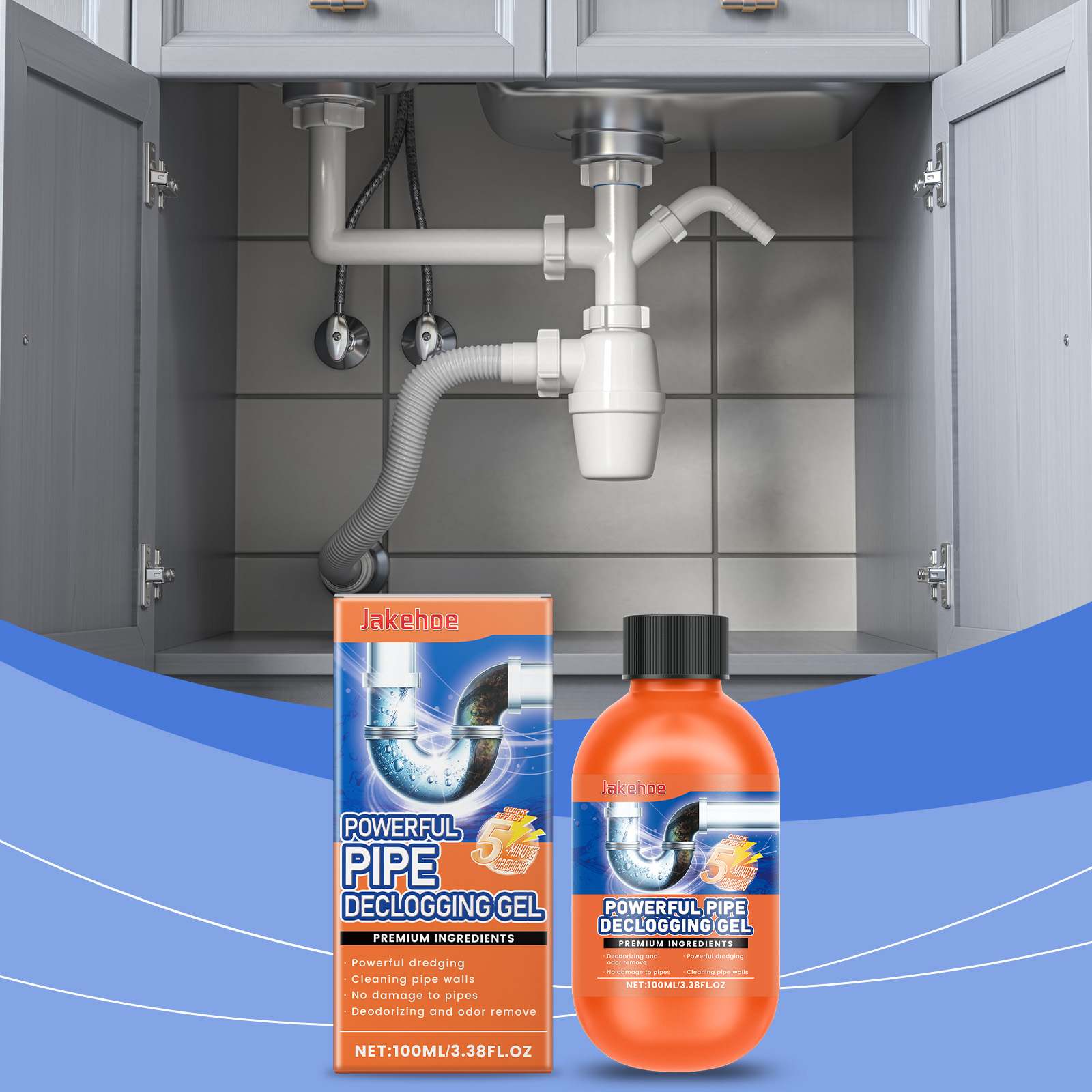 Drain Pipe Cleaner Rapid Dissolving Agent For Sink Drain Kitchen And Toilet Pipeline
