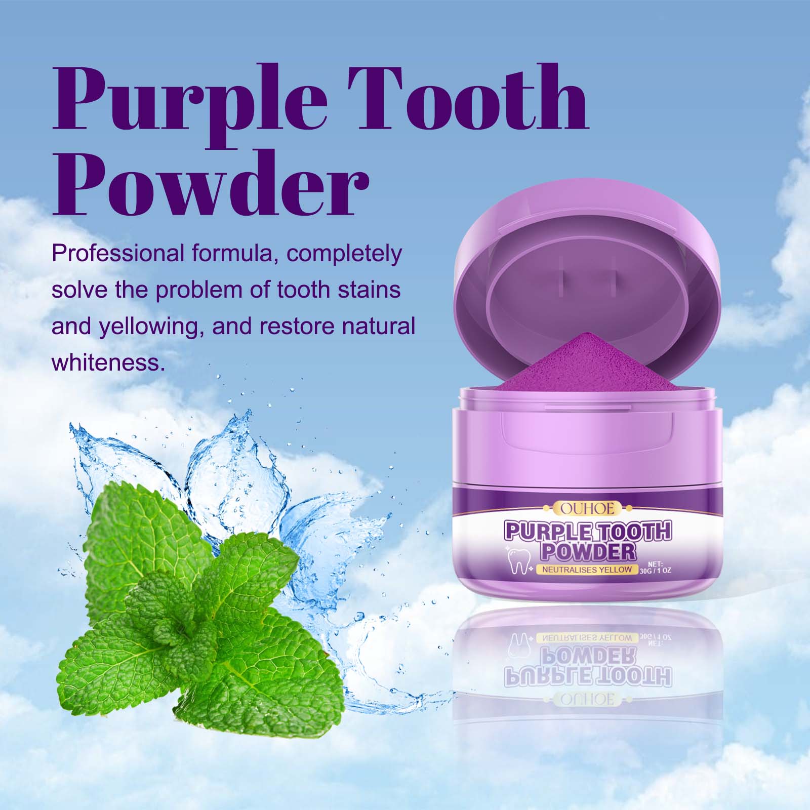 Teeth Whitening Powder Cleans Yellow Teeth Stains Plaque For Oral Care Brightening Beauty