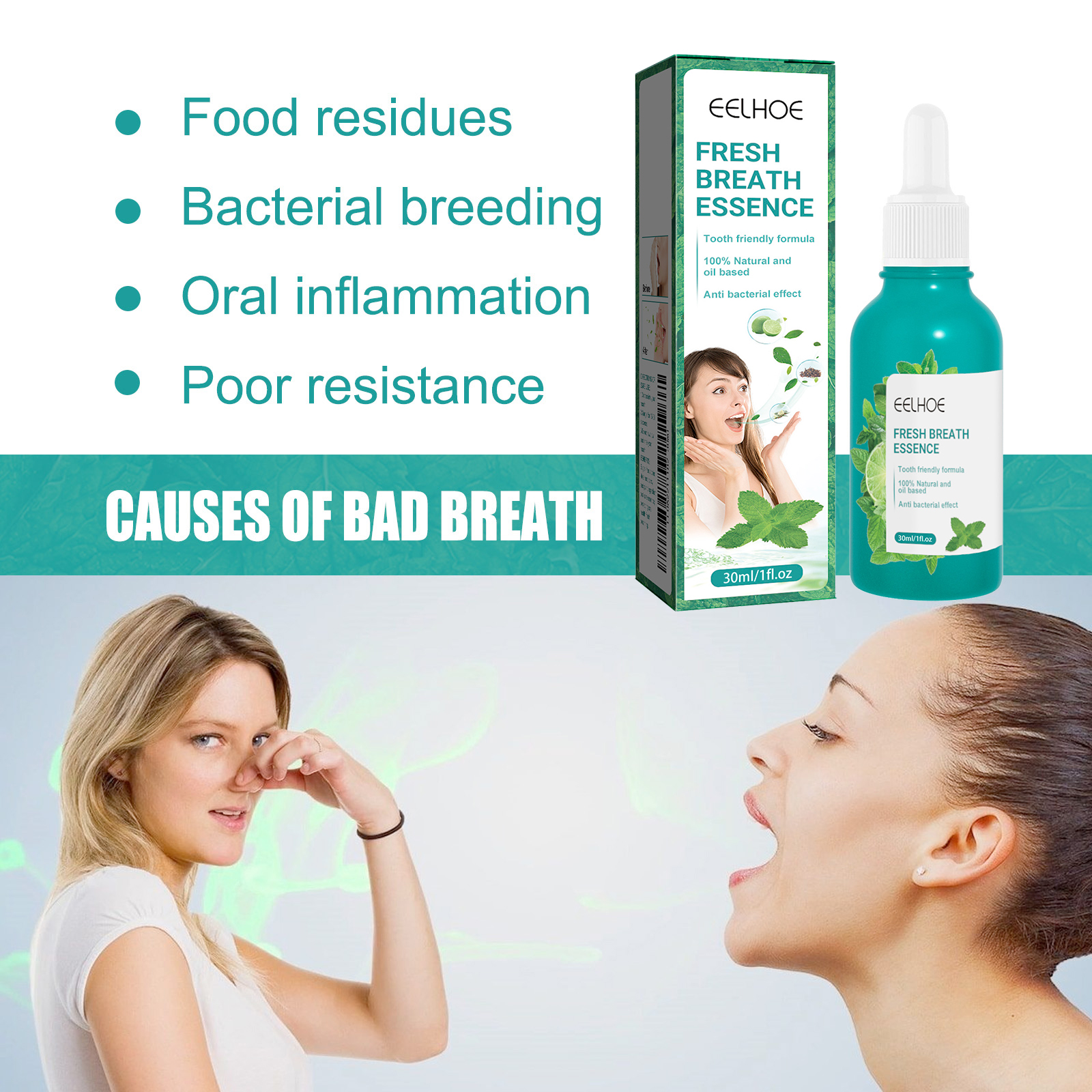 Breath Freshening Essence Oral Care Drops Mint Flavor Long Lasting Freshness Daily Mouth Hygiene 1 PCS